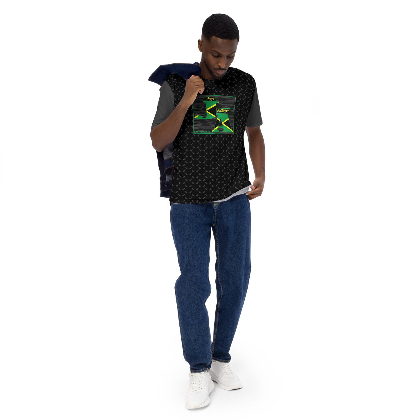 JA's (just awesome) Men's T-shirt. Black+Eclipse