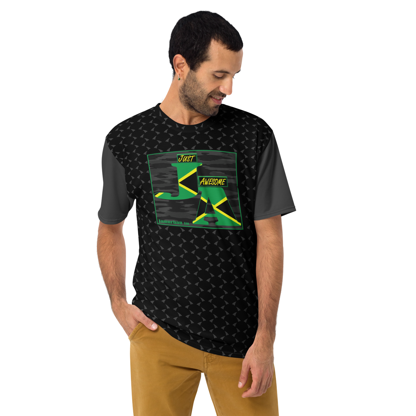 JA's (just awesome) Men's T-shirt. Black+Eclipse