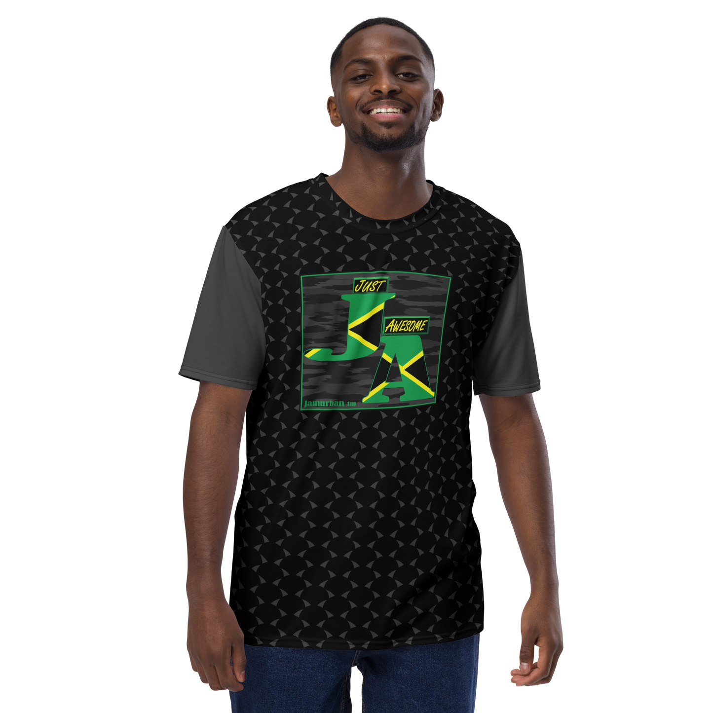 JA's (just awesome) Men's T-shirt. Black+Eclipse