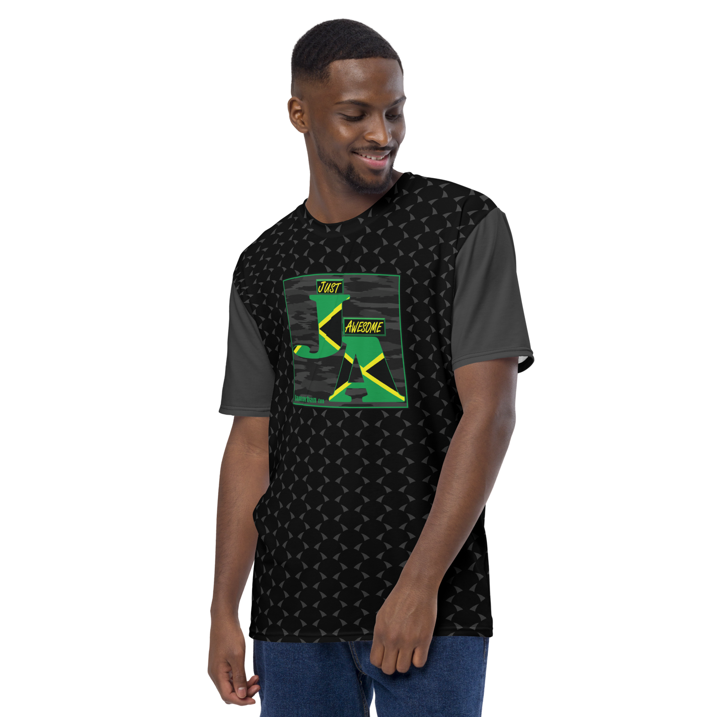 JA's (just awesome) Men's T-shirt. Black+Eclipse