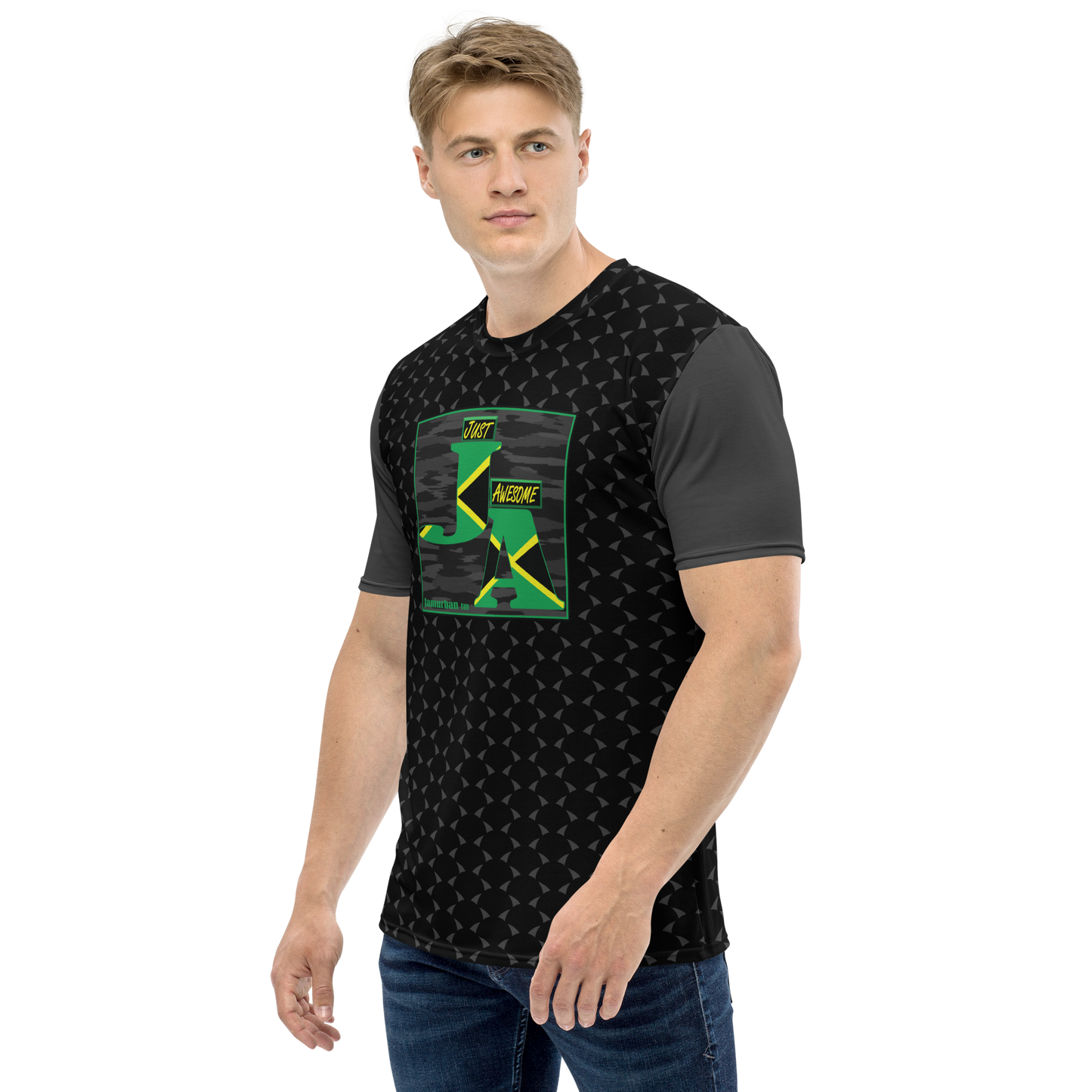 JA's (just awesome) Men's T-shirt. Black+Eclipse