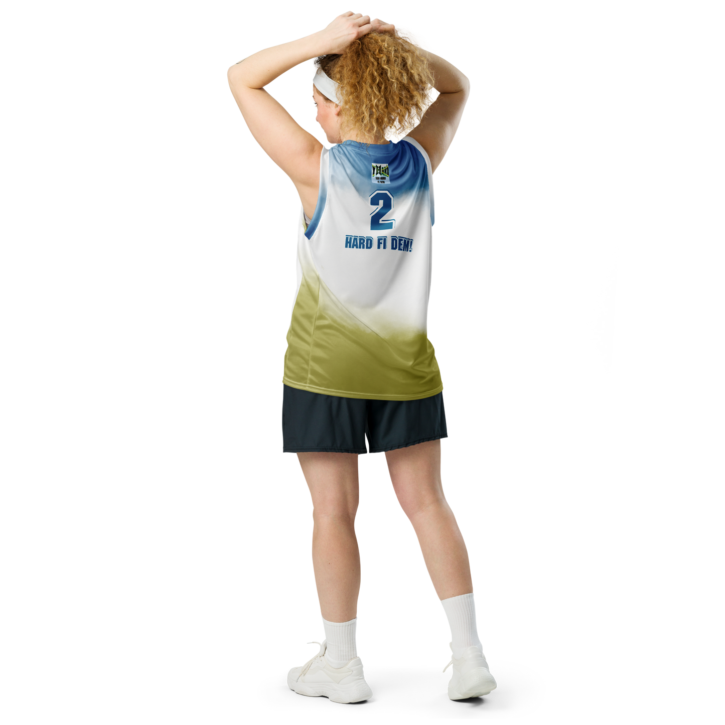 YHARD "TOO HARD FI DEM" Recycled unisex basketball jersey