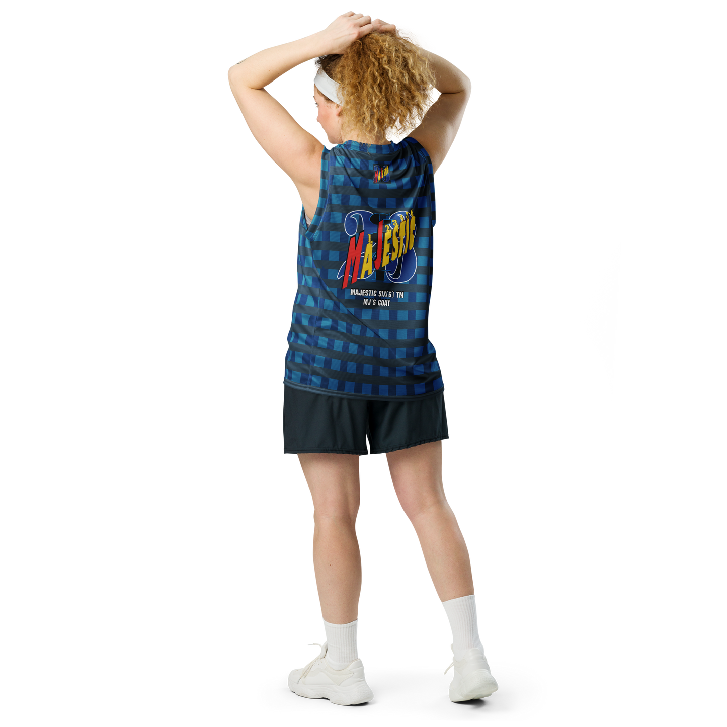 MAJESTIC SIX(6) tm UNISEX BASKETBALL JERSEY (MJ's GOAT) - Dark Cerulean, Arapawa and Pelorous).