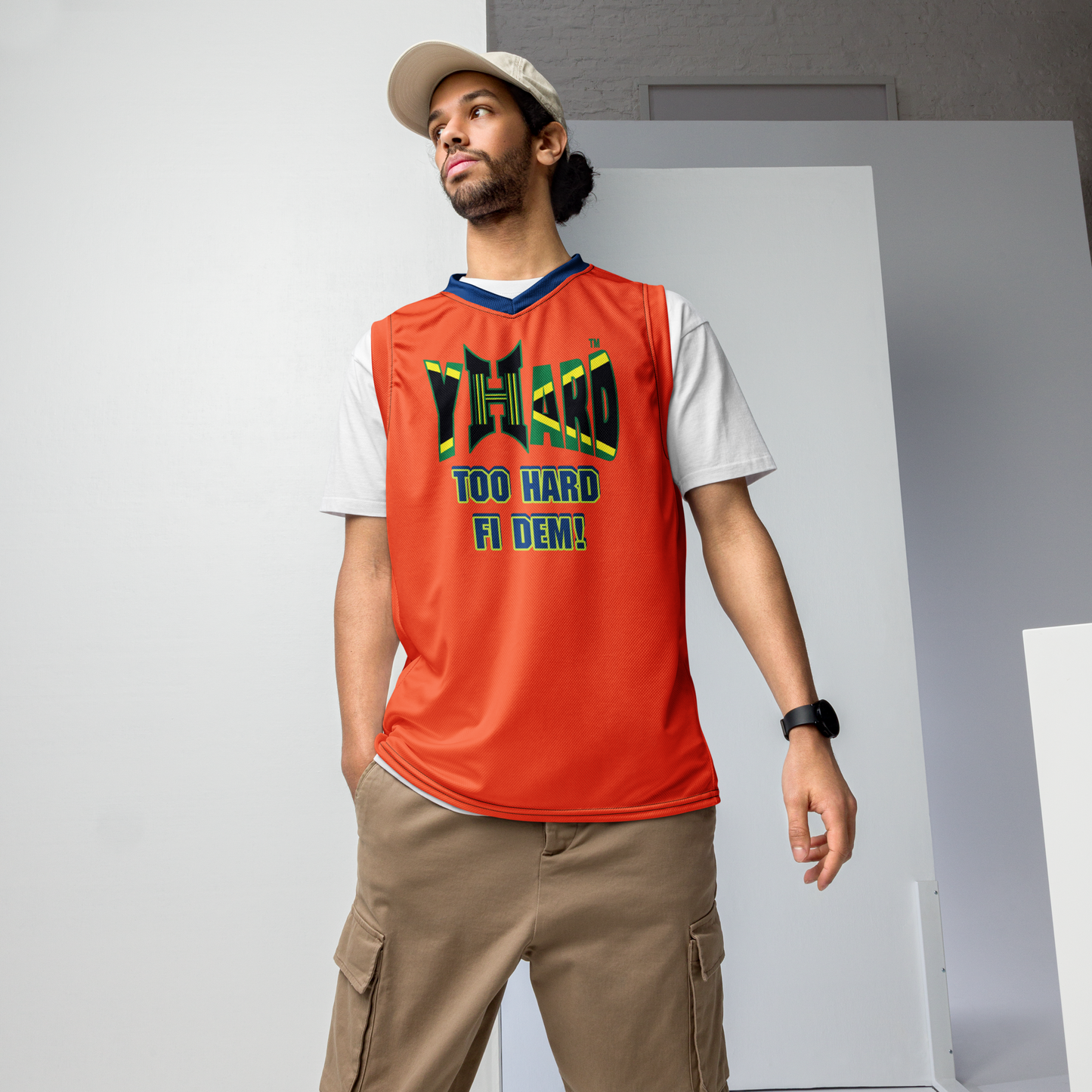 YHARD "TOO HARD FI DEM" Recycled unisex basketball jersey