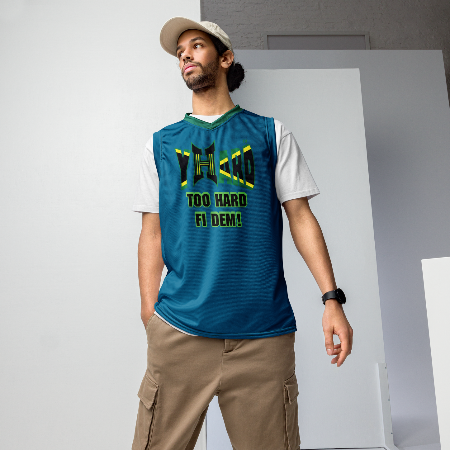 YHARD® "TOO HARD FI DEM" Recycled unisex basketball jersey