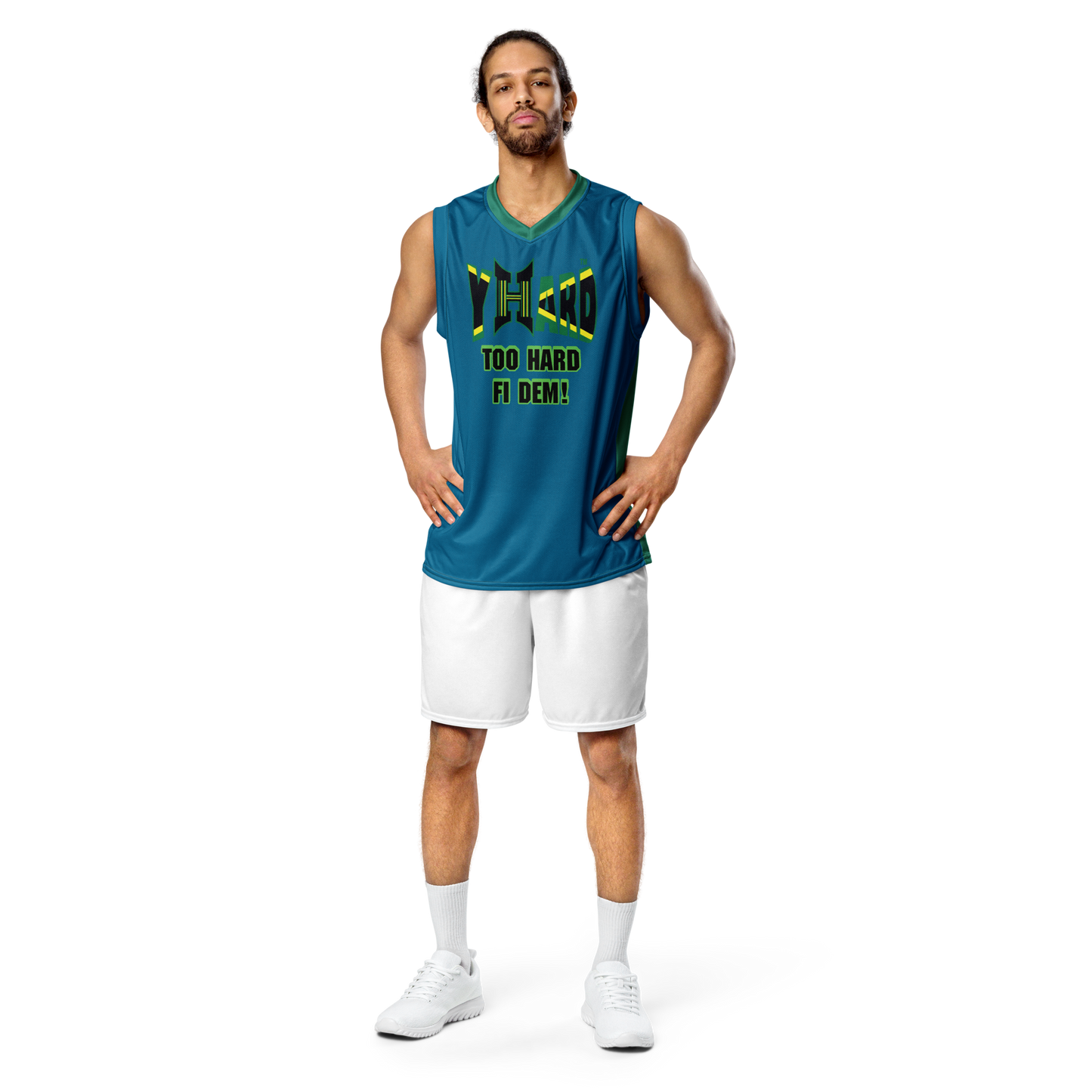 YHARD® "TOO HARD FI DEM" Recycled unisex basketball jersey