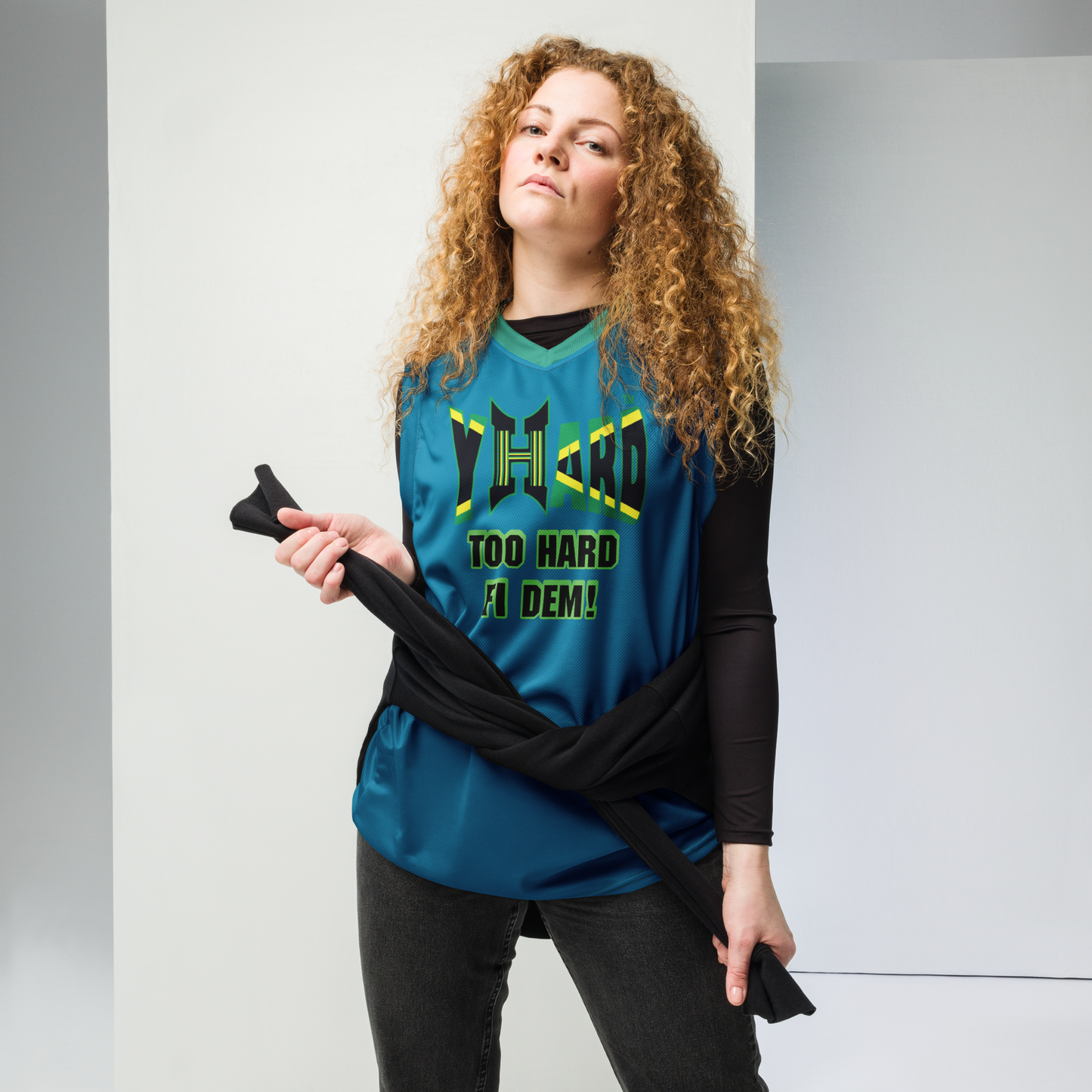 YHARD® "TOO HARD FI DEM" Recycled unisex basketball jersey
