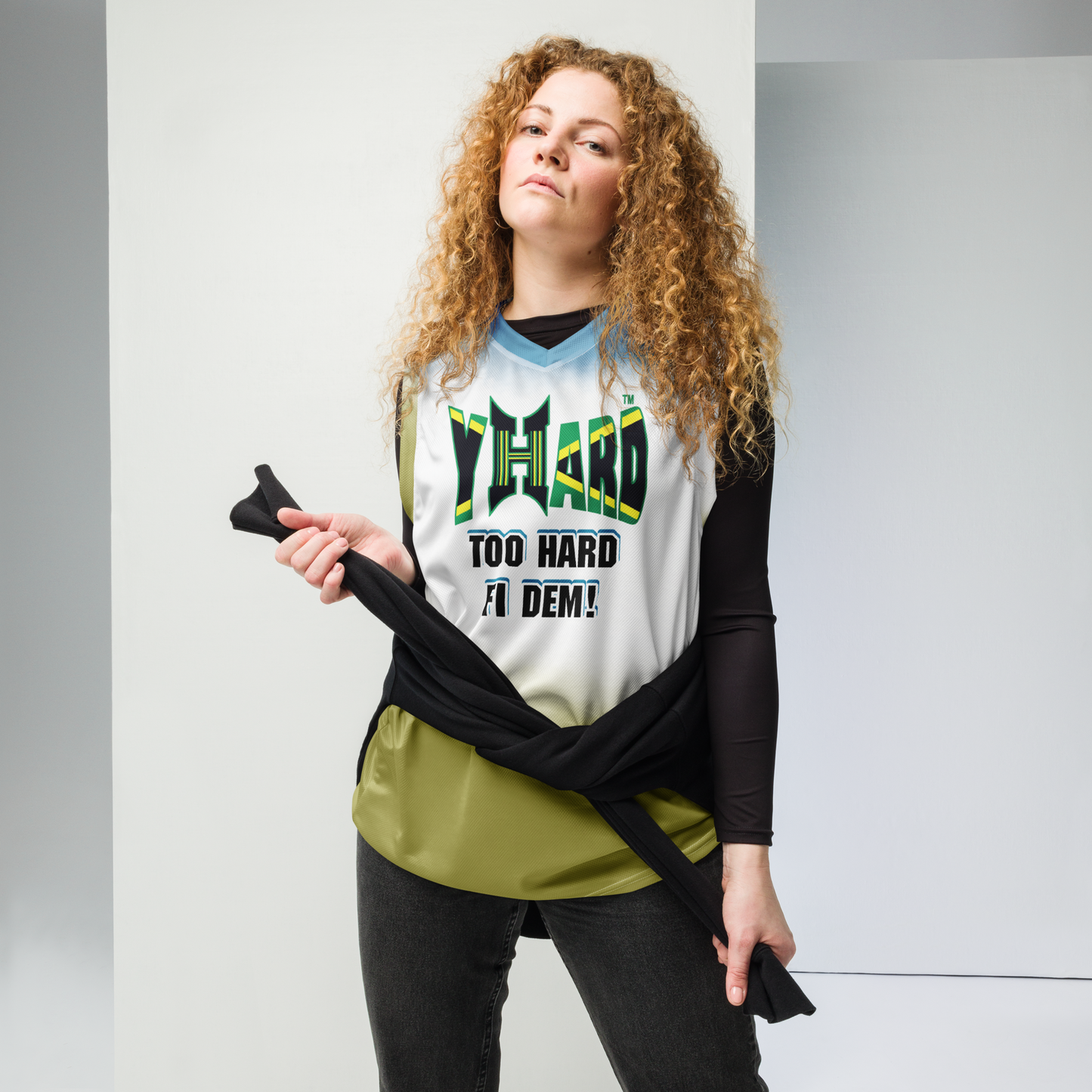 YHARD "TOO HARD FI DEM" Recycled unisex basketball jersey
