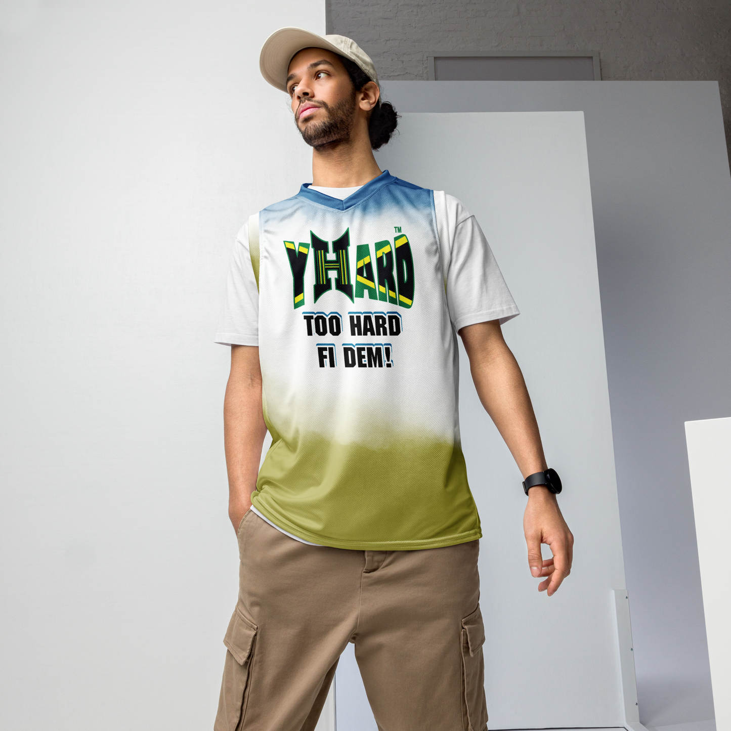 YHARD "TOO HARD FI DEM" Recycled unisex basketball jersey