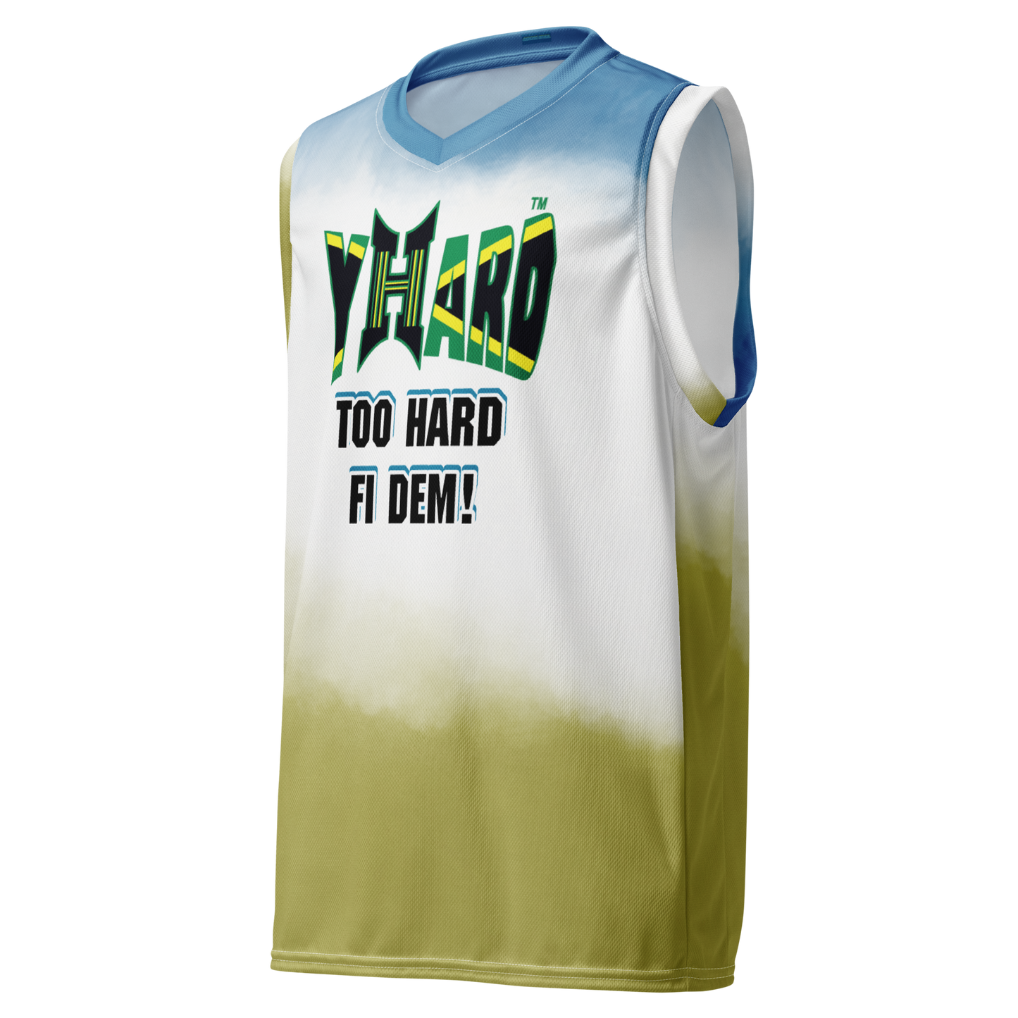 YHARD "TOO HARD FI DEM" Recycled unisex basketball jersey