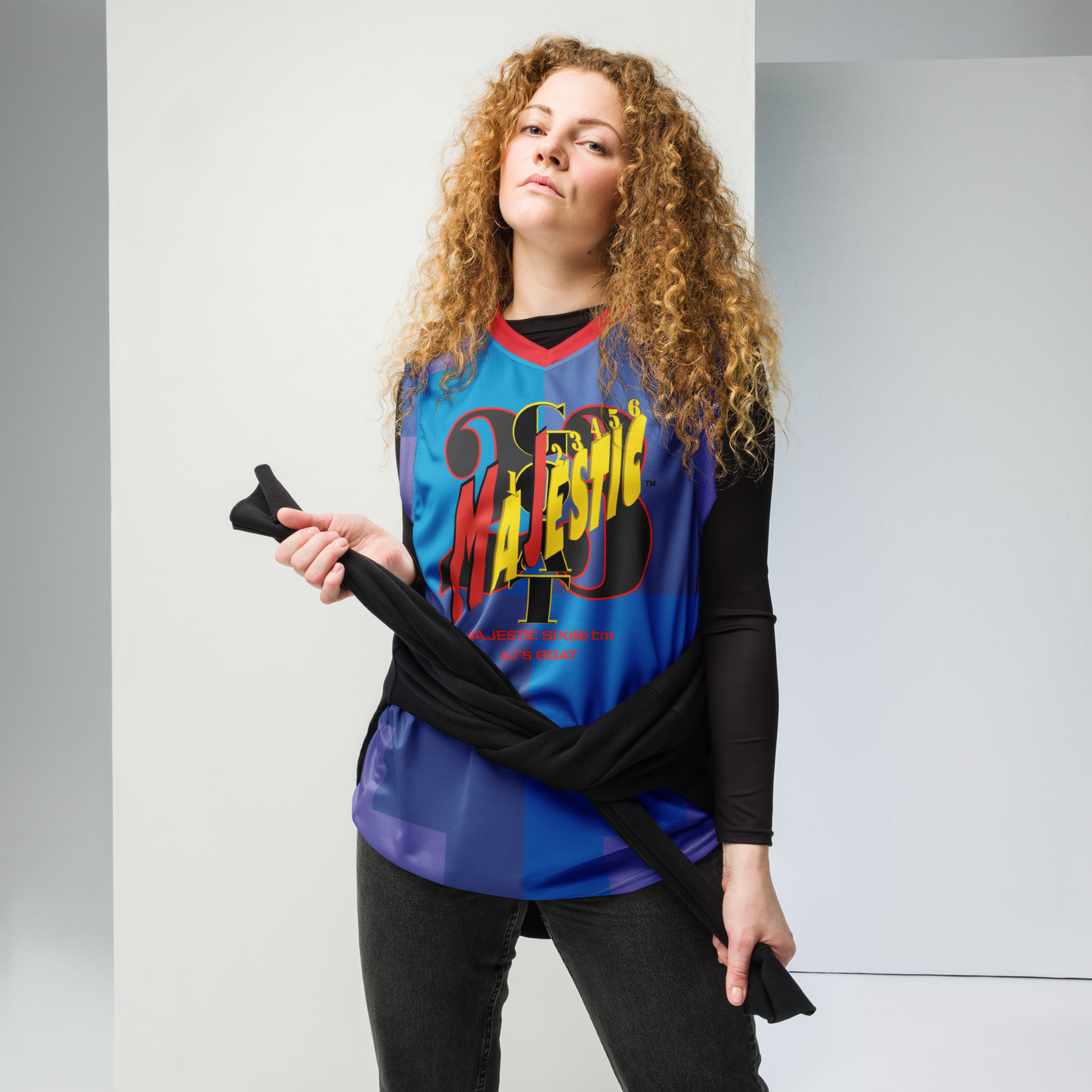 MAJESTIC SIX(6) UNISEX BASKETBALL JERSEY (MJ's GOAT) Mariner, Moody blue, Navy blue,Alizarin.