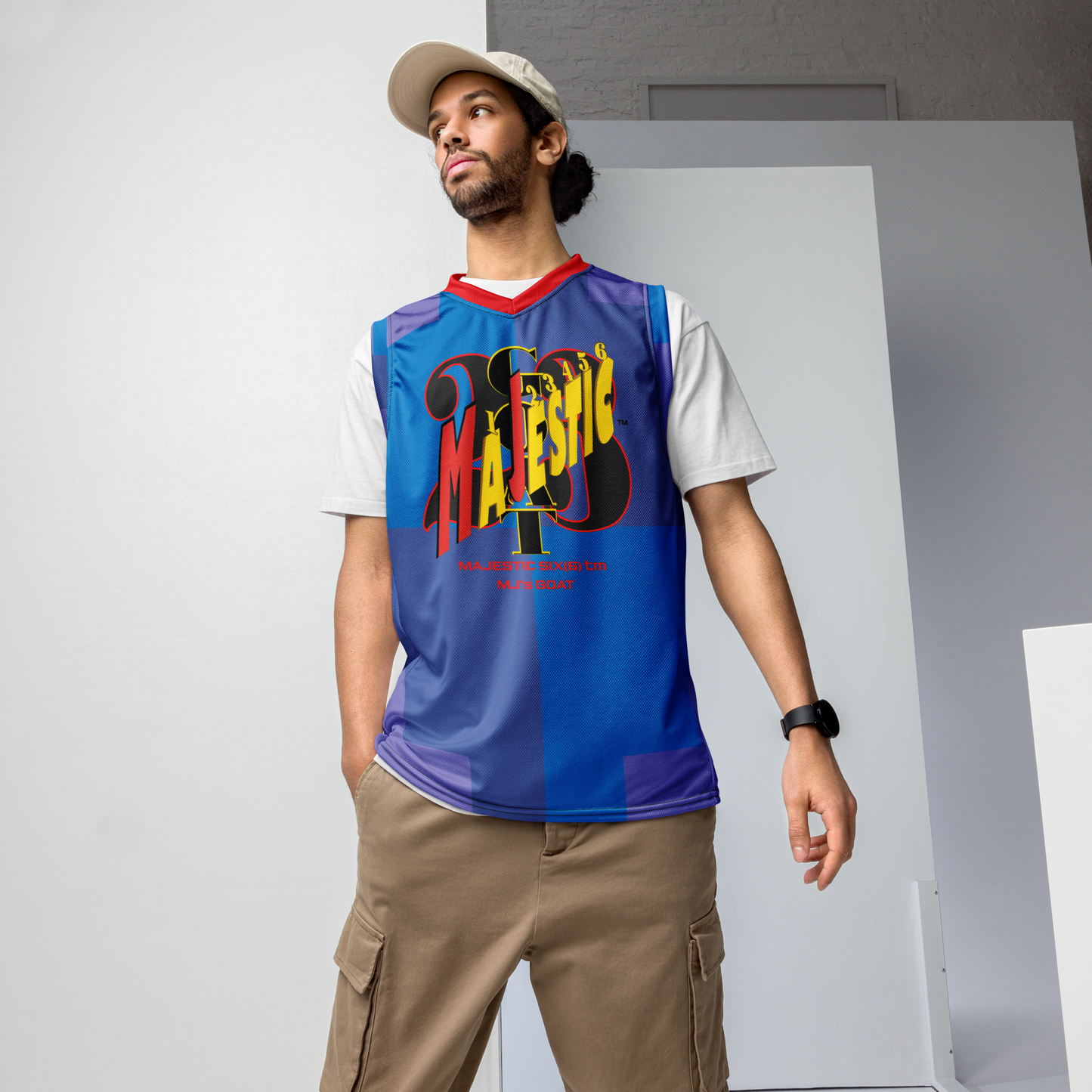MAJESTIC SIX(6) UNISEX BASKETBALL JERSEY (MJ's GOAT) Mariner, Moody blue, Navy blue,Alizarin.