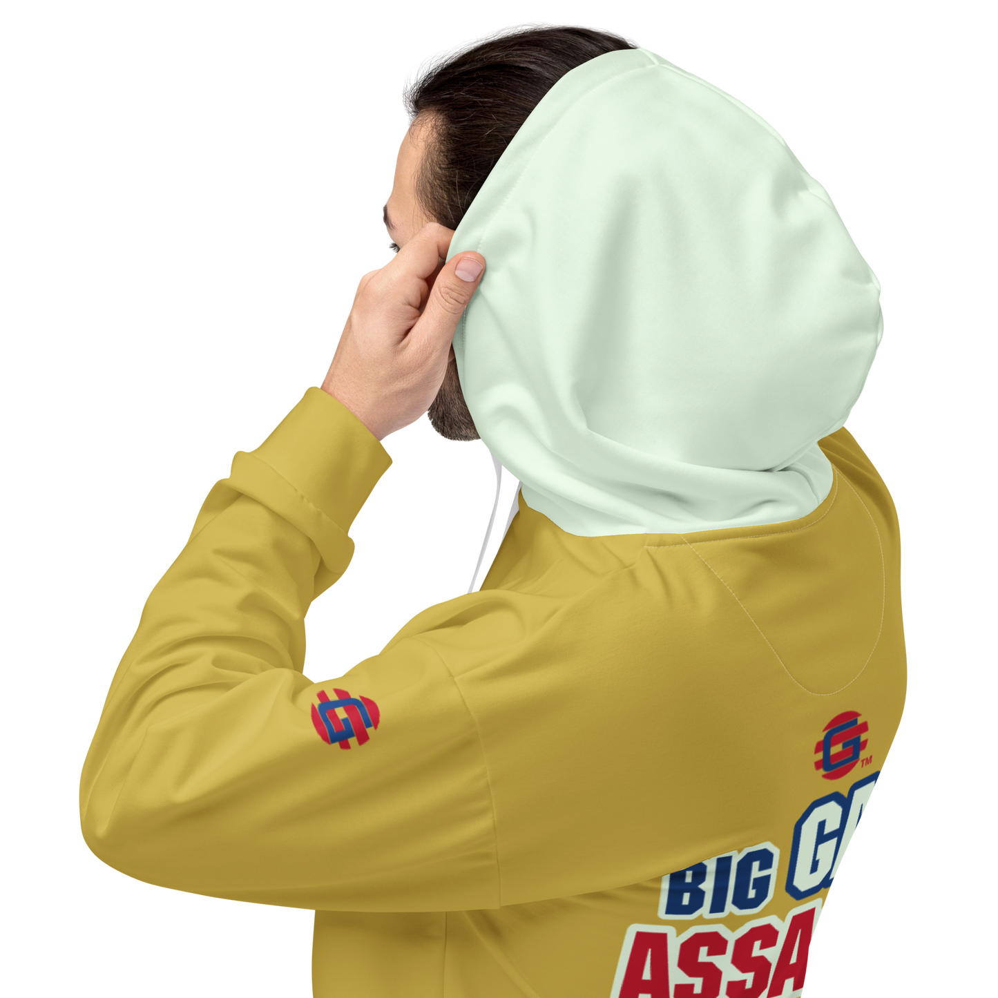 BIG GAME ASSASSIN ® Unisex Hoodie. Old gold+Honeydew