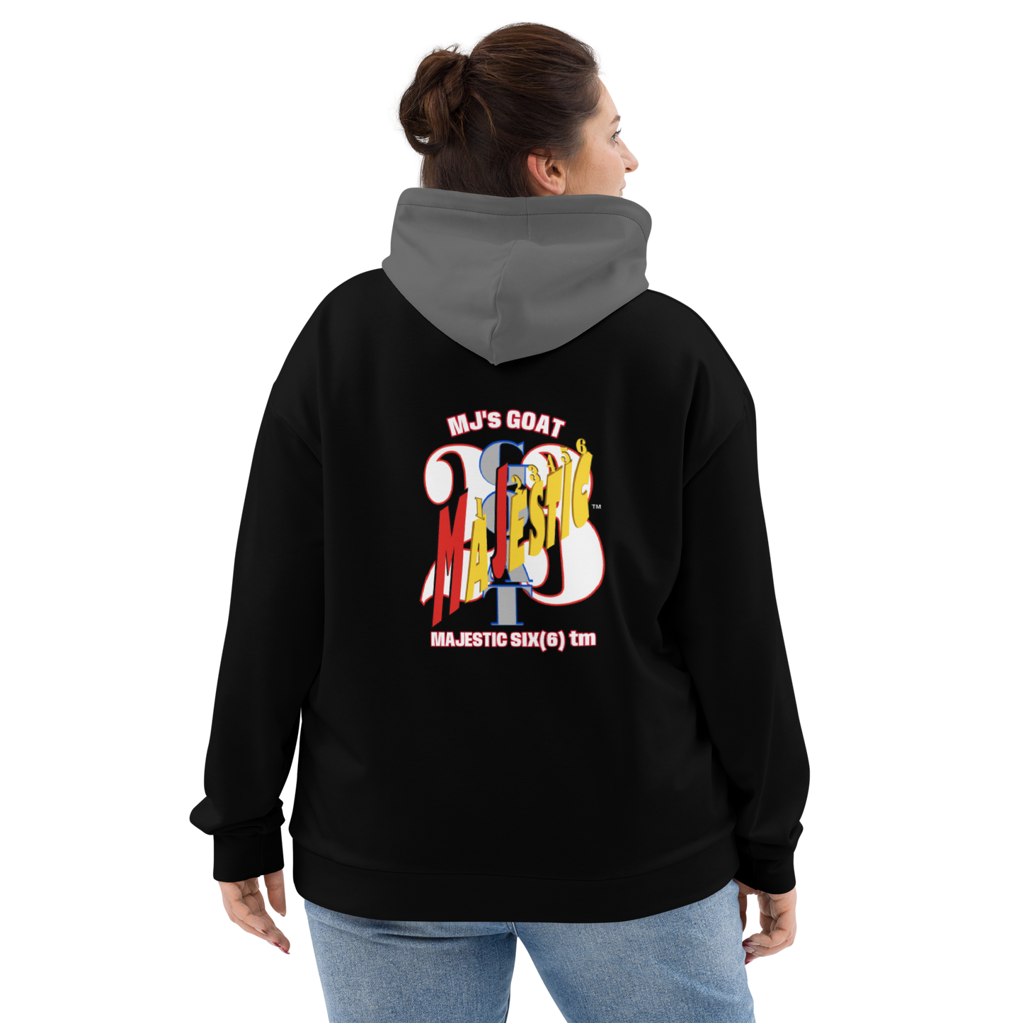 MAJESTIC SIX(6) tm (MJ's GOAT) Unisex Hoodie. Black+Zambezi