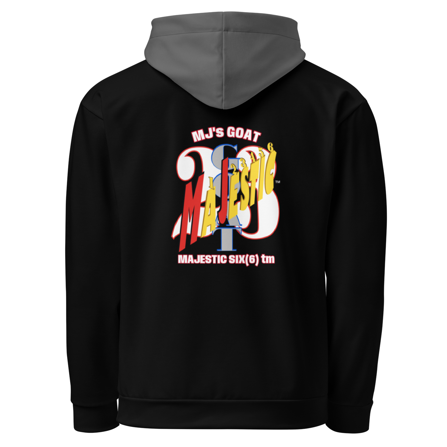 MAJESTIC SIX(6) tm (MJ's GOAT) Unisex Hoodie. Black+Zambezi
