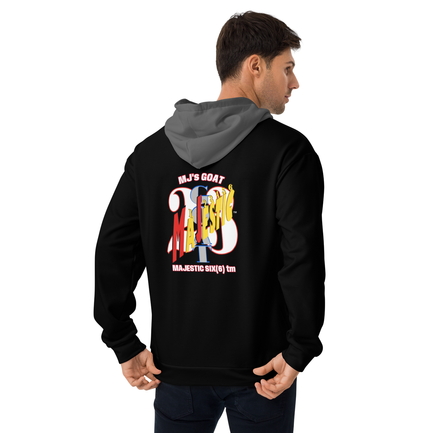 MAJESTIC SIX(6) tm (MJ's GOAT) Unisex Hoodie. Black+Zambezi