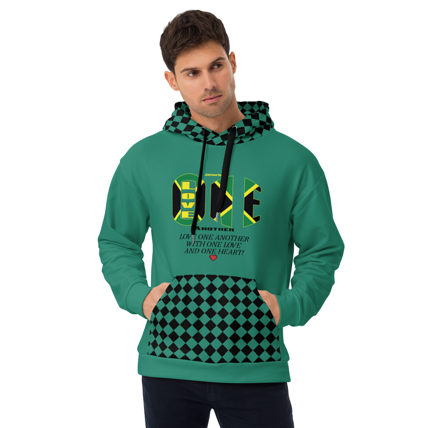 LOAs "LOVE ONE ANOTHER" Unisex Hoodie (ELF GREEN). Sizes XS - 3XL.