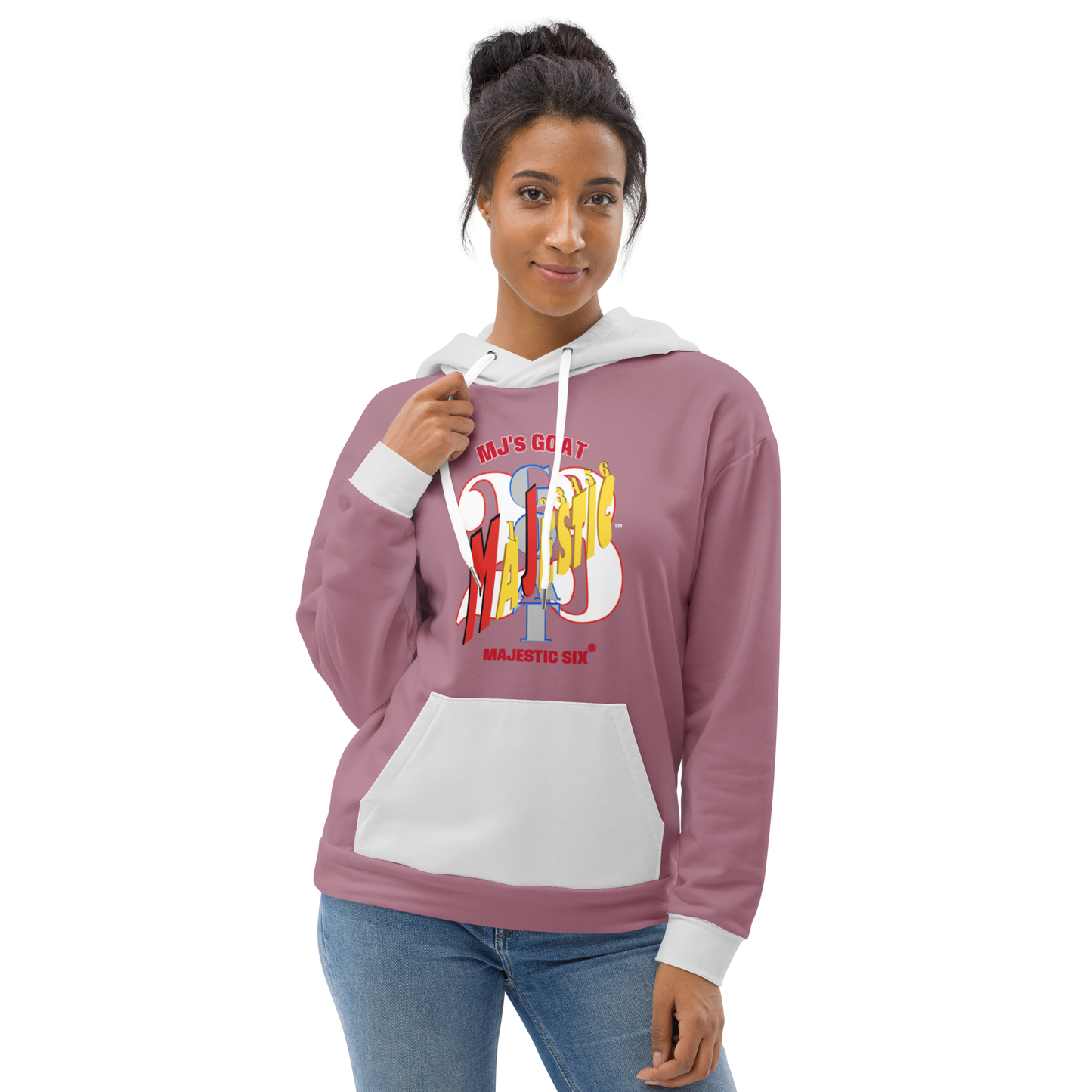 MAJESTIC SIX(6) tm (MJ's GOAT) Unisex Hoodie. Tapestry+Silver