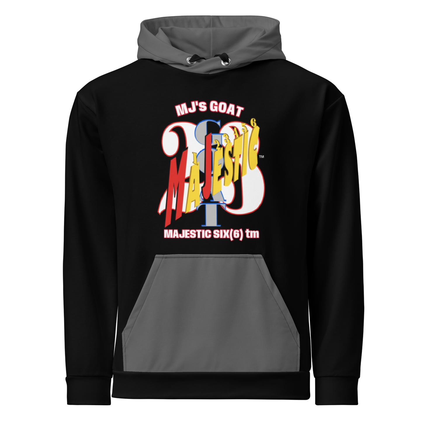 MAJESTIC SIX(6) tm (MJ's GOAT) Unisex Hoodie. Black+Zambezi