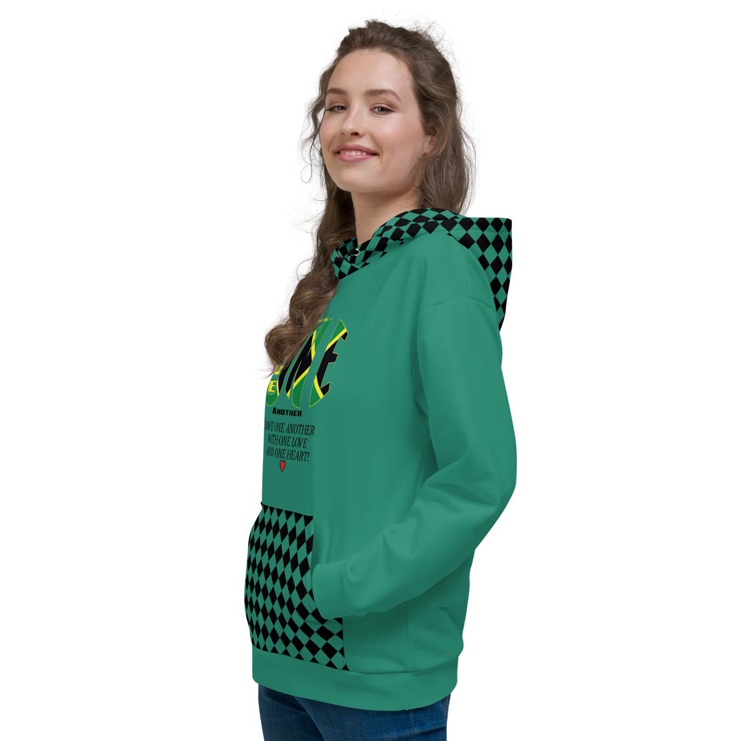 LOAs "LOVE ONE ANOTHER" Unisex Hoodie (ELF GREEN). Sizes XS - 3XL.