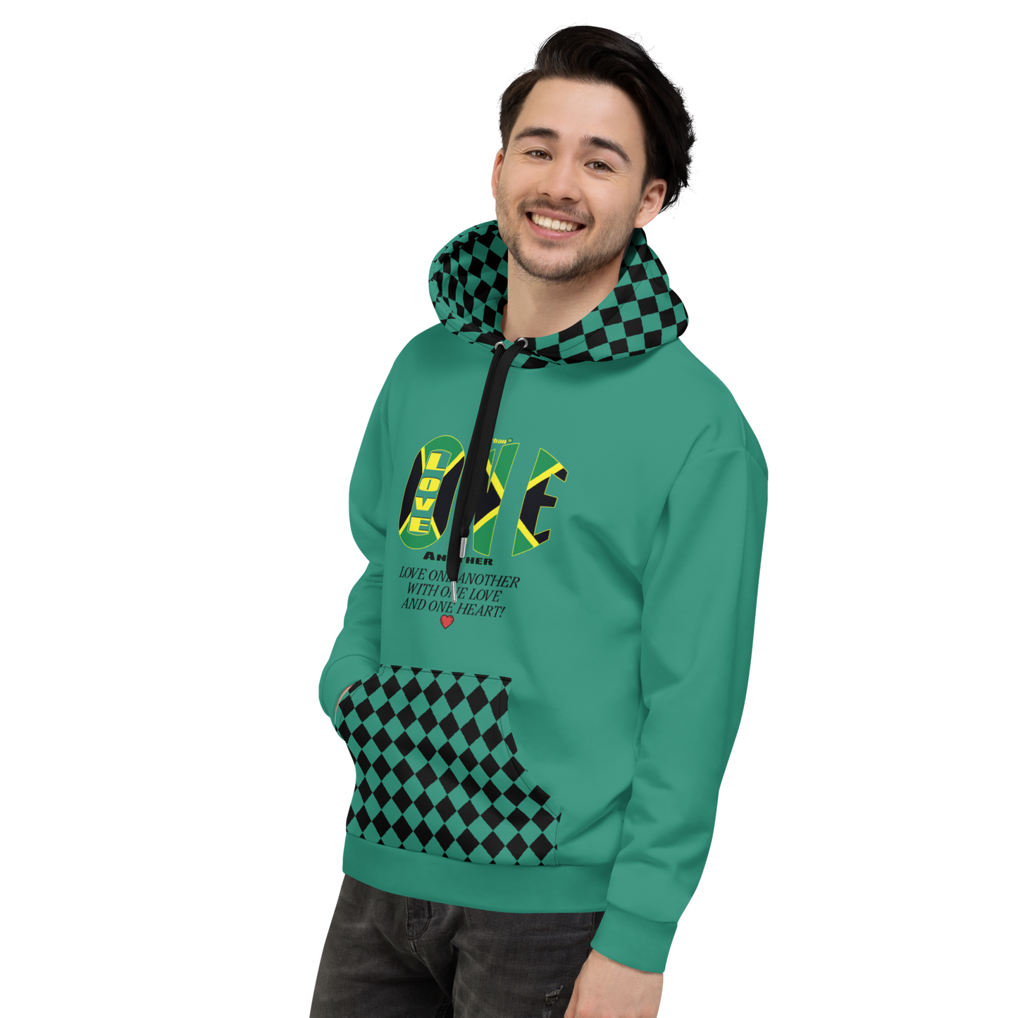 LOAs "LOVE ONE ANOTHER" Unisex Hoodie (ELF GREEN). Sizes XS - 3XL.