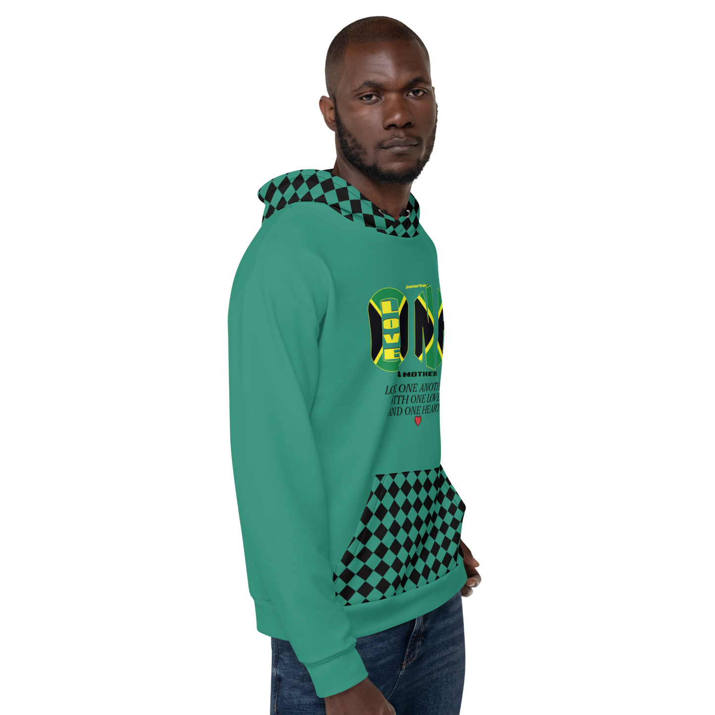 LOAs "LOVE ONE ANOTHER" Unisex Hoodie (ELF GREEN). Sizes XS - 3XL.