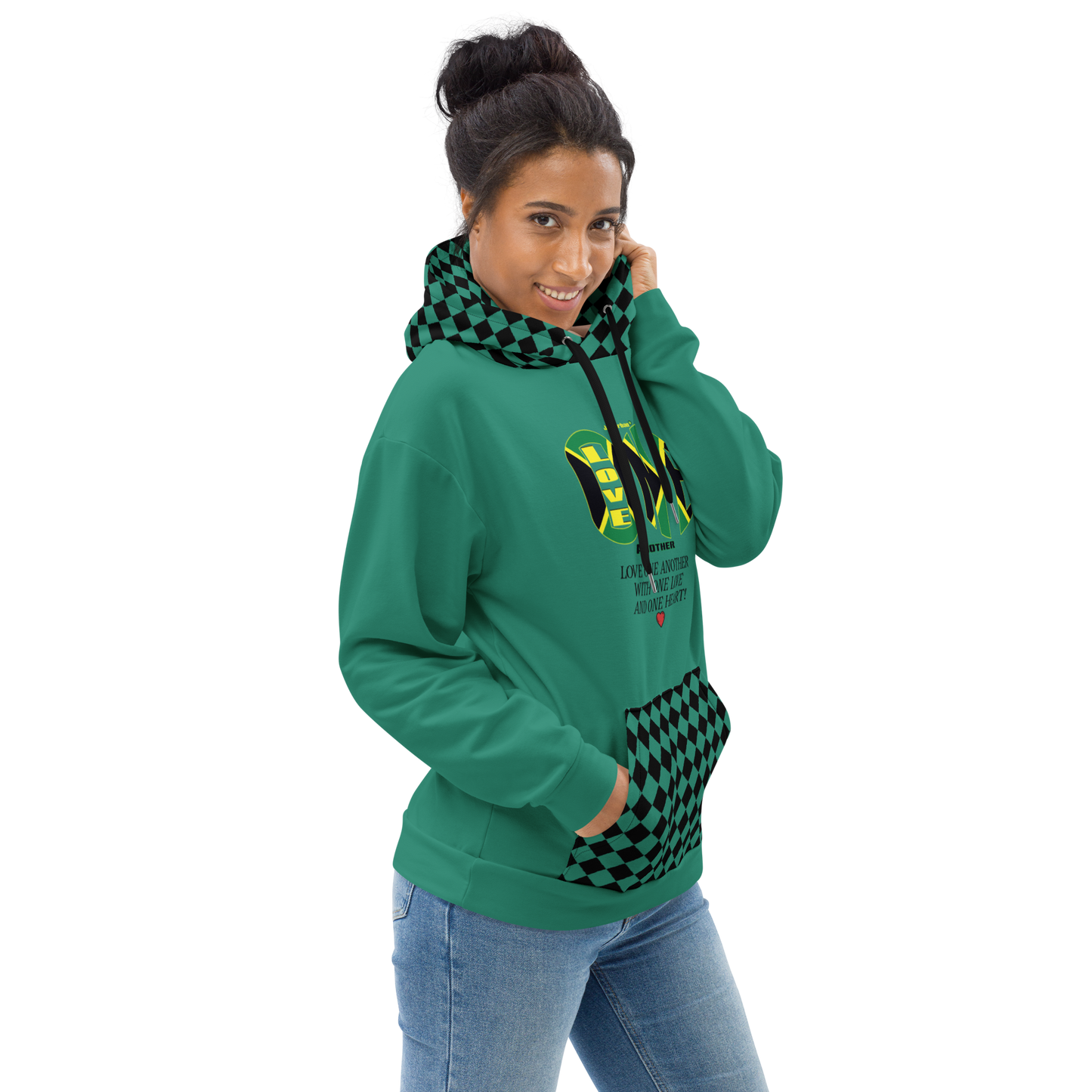 LOAs "LOVE ONE ANOTHER" Unisex Hoodie (ELF GREEN). Sizes XS - 3XL.