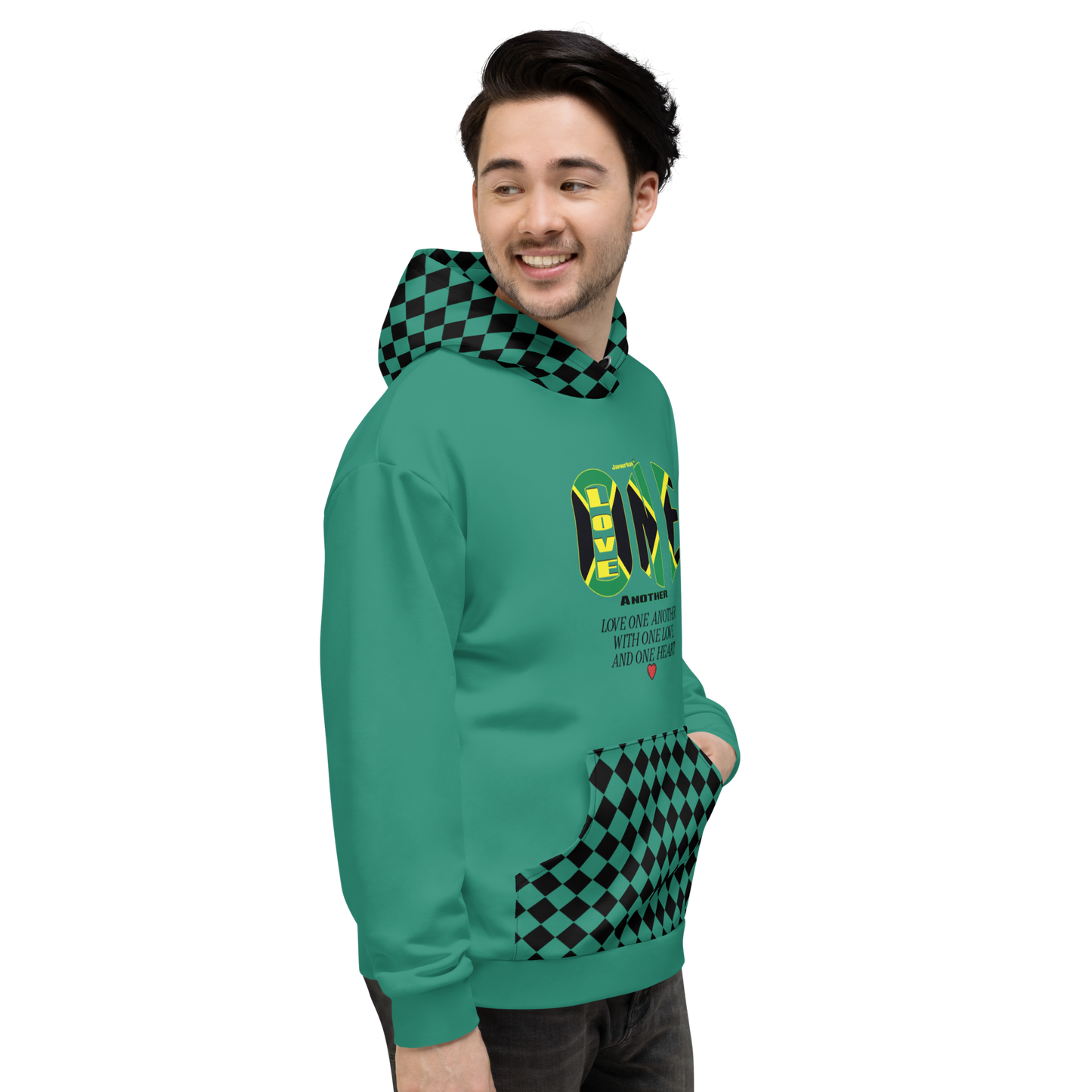 LOAs "LOVE ONE ANOTHER" Unisex Hoodie (ELF GREEN). Sizes XS - 3XL.