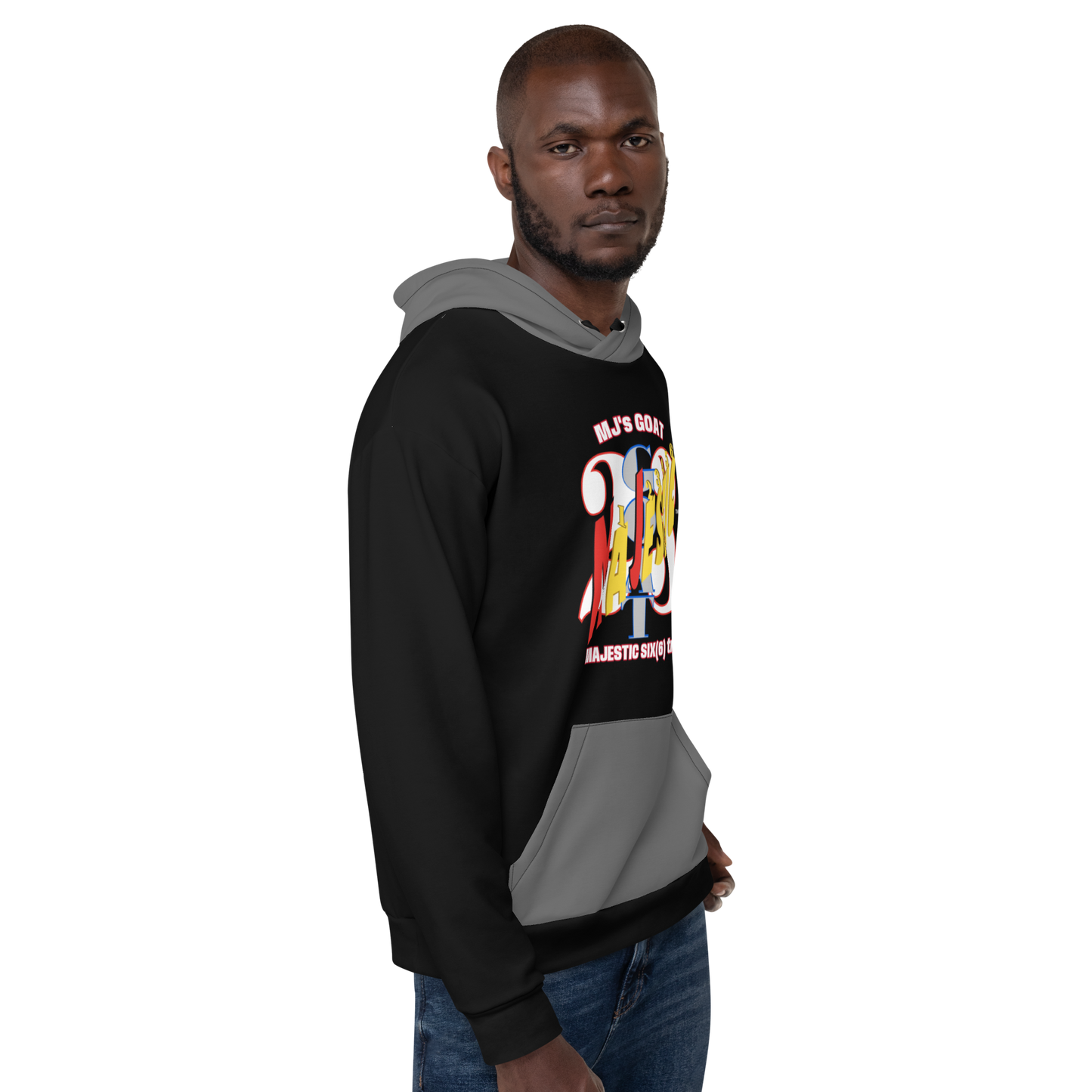 MAJESTIC SIX(6) tm (MJ's GOAT) Unisex Hoodie. Black+Zambezi