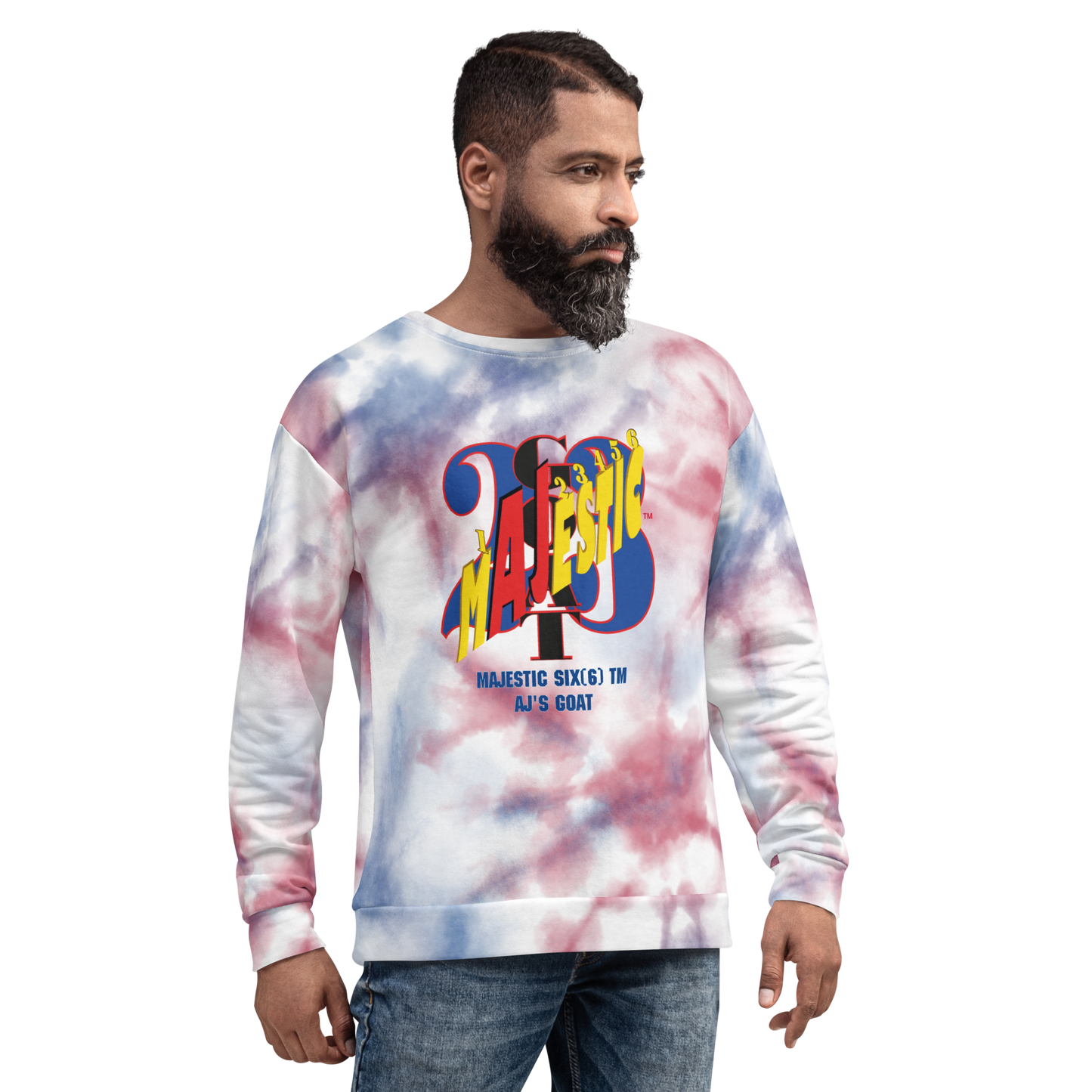 MAJESTIC SIX(6) tm Unisex Sweatshirt (AJ's GOAT). Tie-Dye