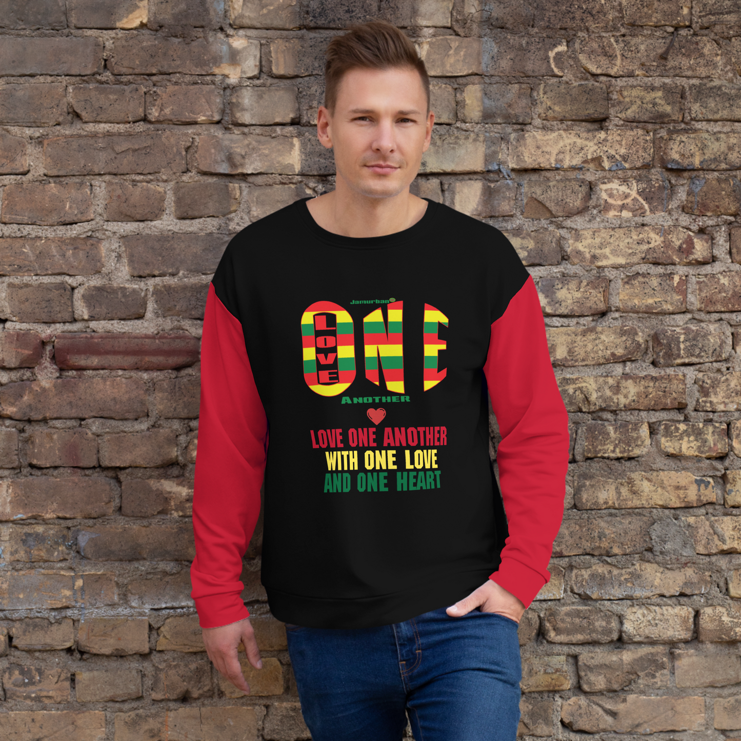 LOA's (Love one Another) Unisex Sweatshirt (black+red)