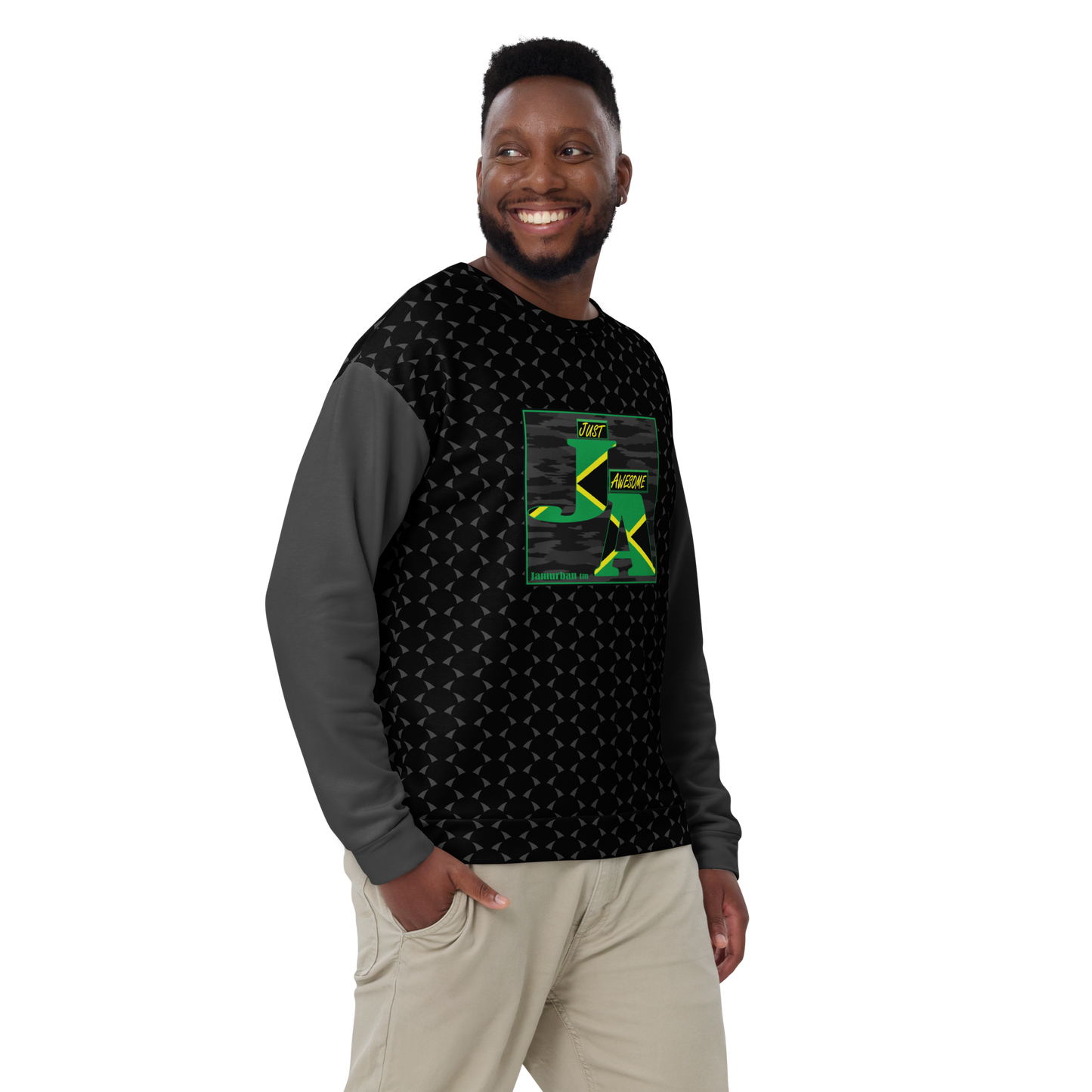 JA's (just awesome) Unisex Sweatshirt. Black+Eclipse