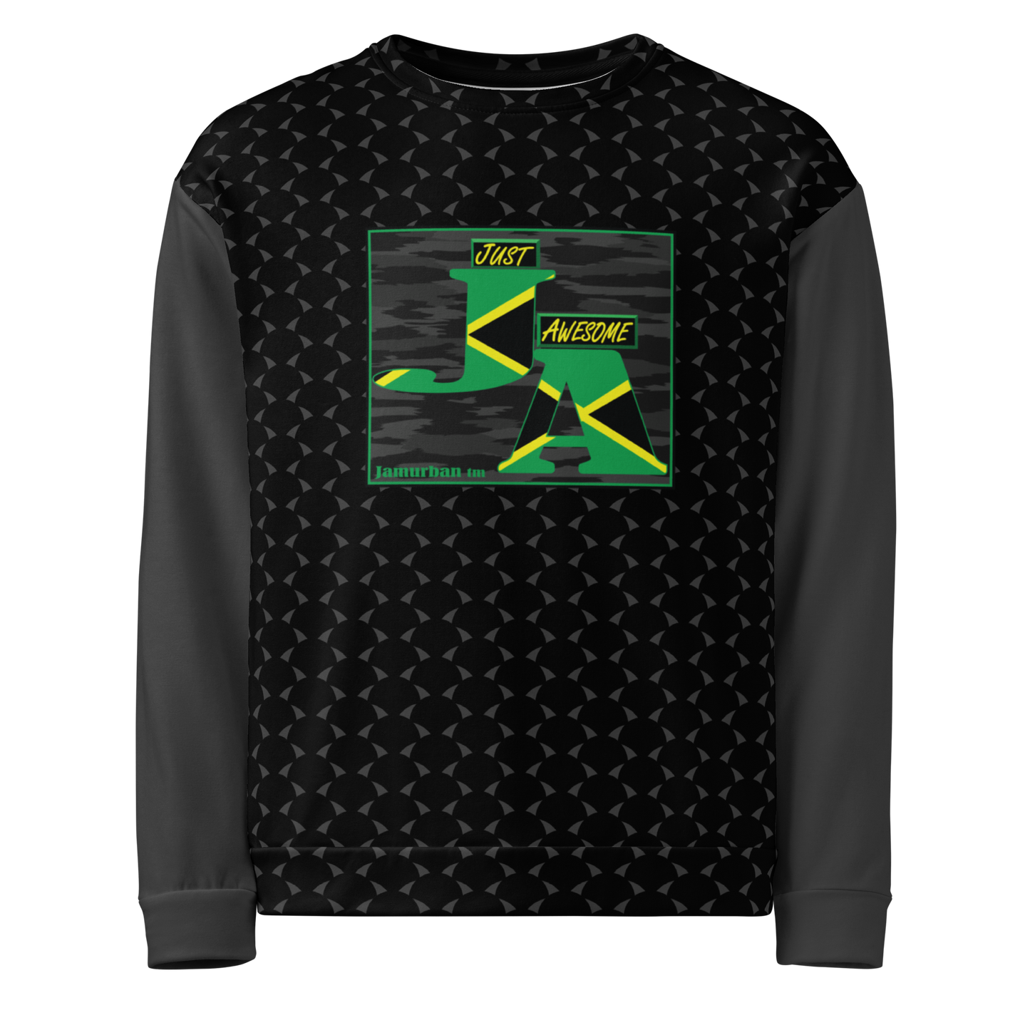 JA's (just awesome) Unisex Sweatshirt. Black+Eclipse