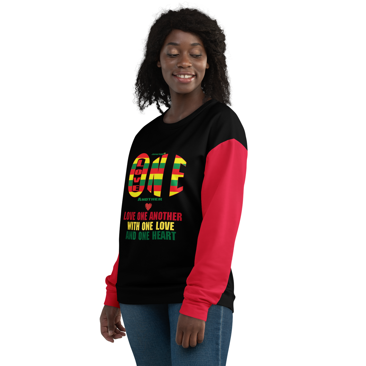 LOA's (Love one Another) Unisex Sweatshirt (black+red)