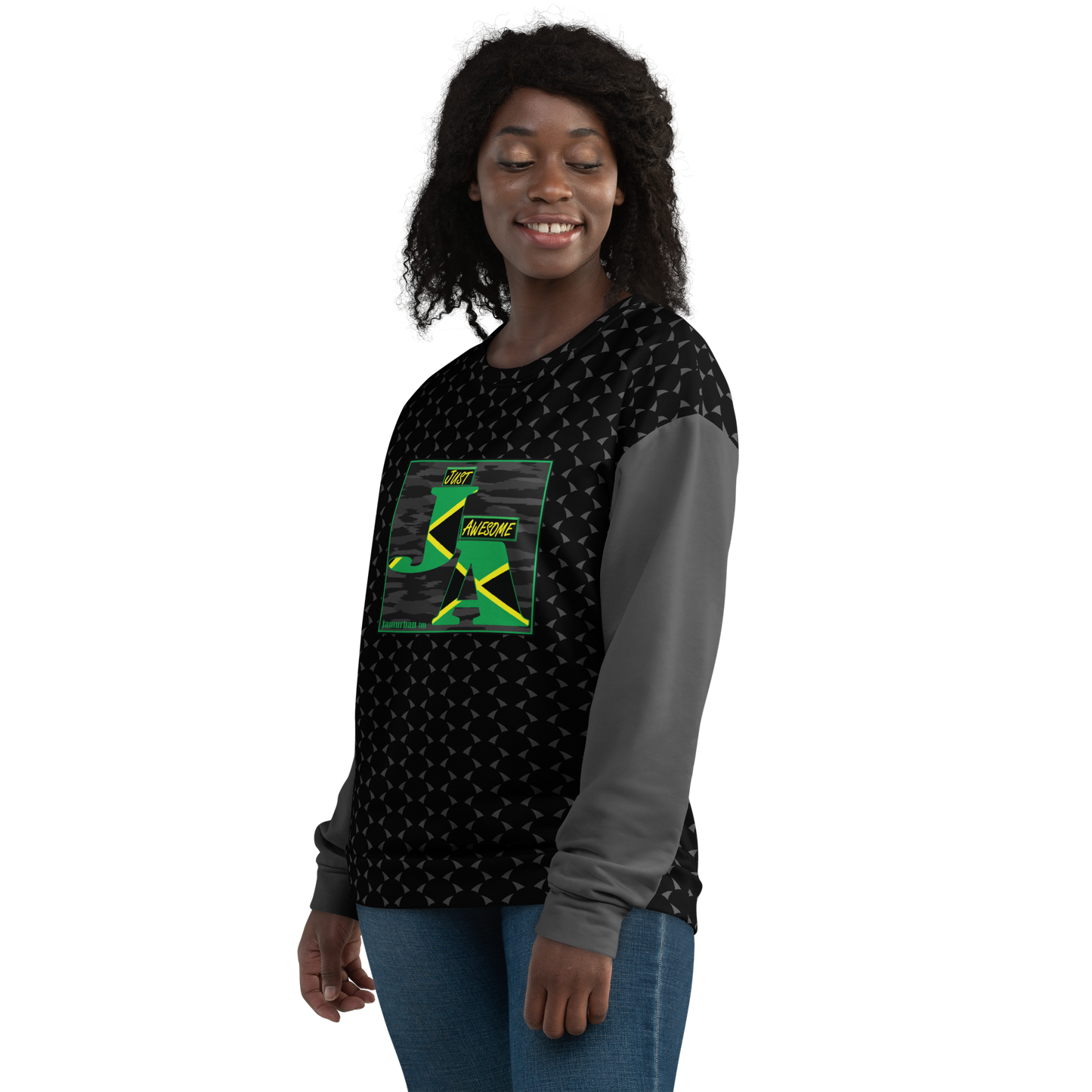 JA's (just awesome) Unisex Sweatshirt. Black+Eclipse