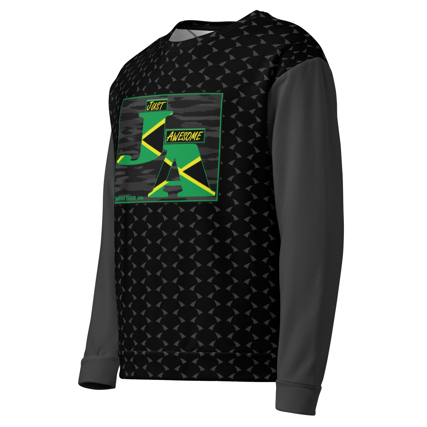 JA's (just awesome) Unisex Sweatshirt. Black+Eclipse
