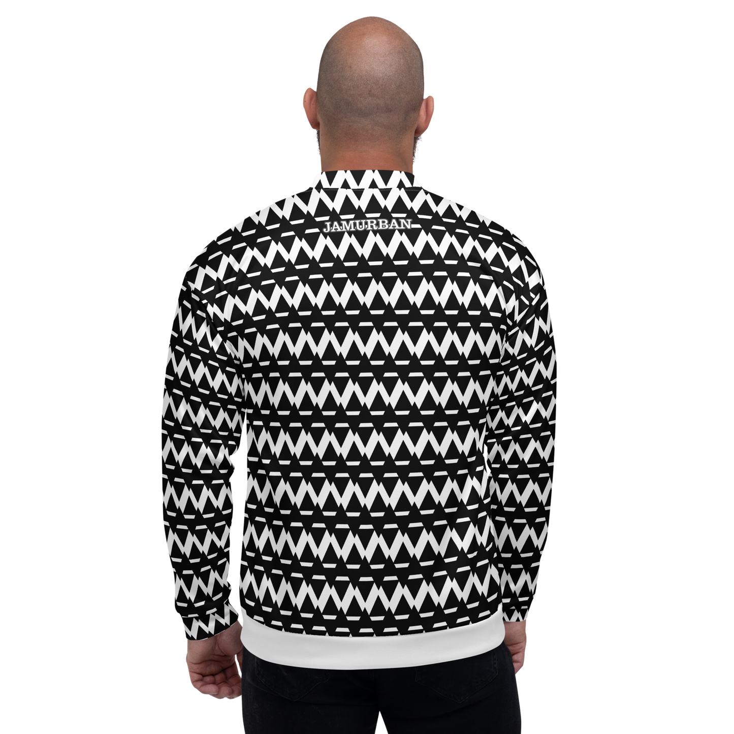 JAMURBAN "SHARP EDGES" Lightweight Unisex Bomber Jacket (Black+White).