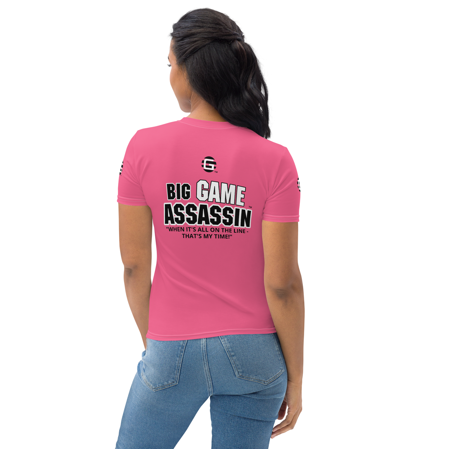 BIG GAME ASSASSIN ® (B.G.A.) Women's T-shirt. BRINK PINK