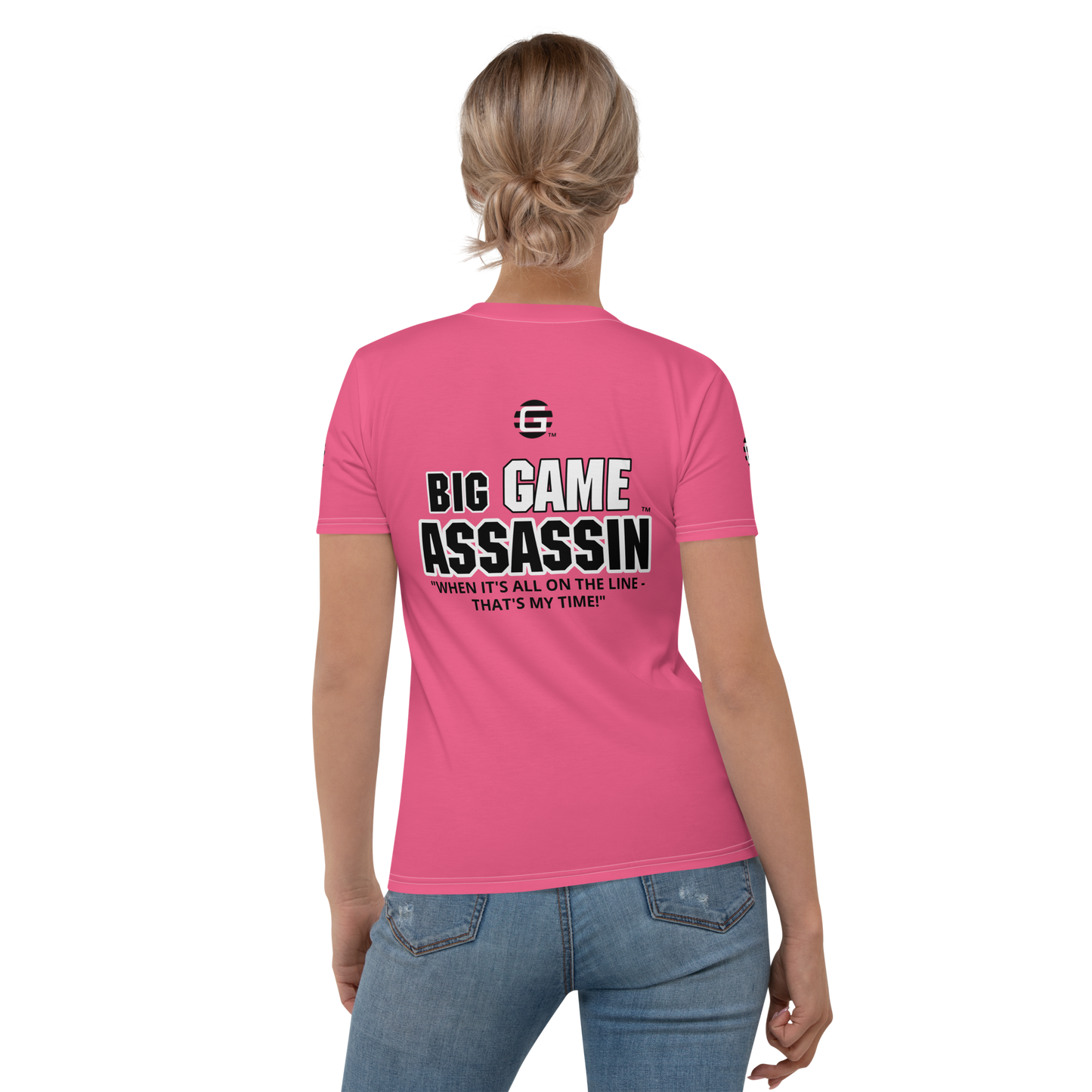 BIG GAME ASSASSIN ® (B.G.A.) Women's T-shirt. BRINK PINK