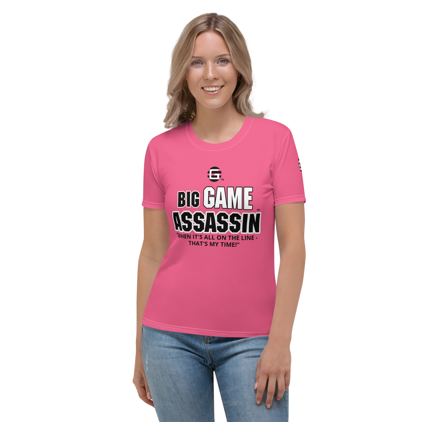 BIG GAME ASSASSIN ® (B.G.A.) Women's T-shirt. BRINK PINK