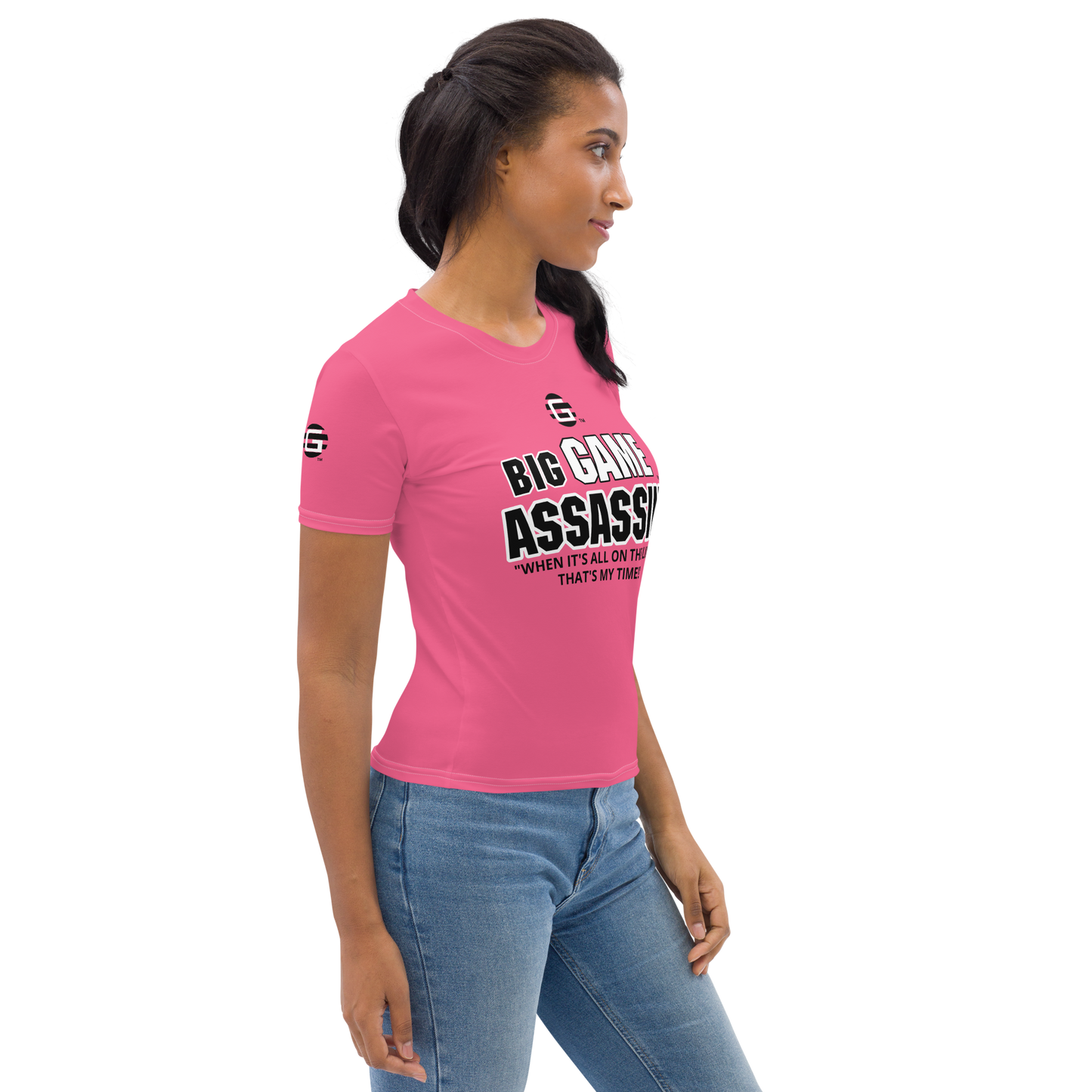 BIG GAME ASSASSIN ® (B.G.A.) Women's T-shirt. BRINK PINK