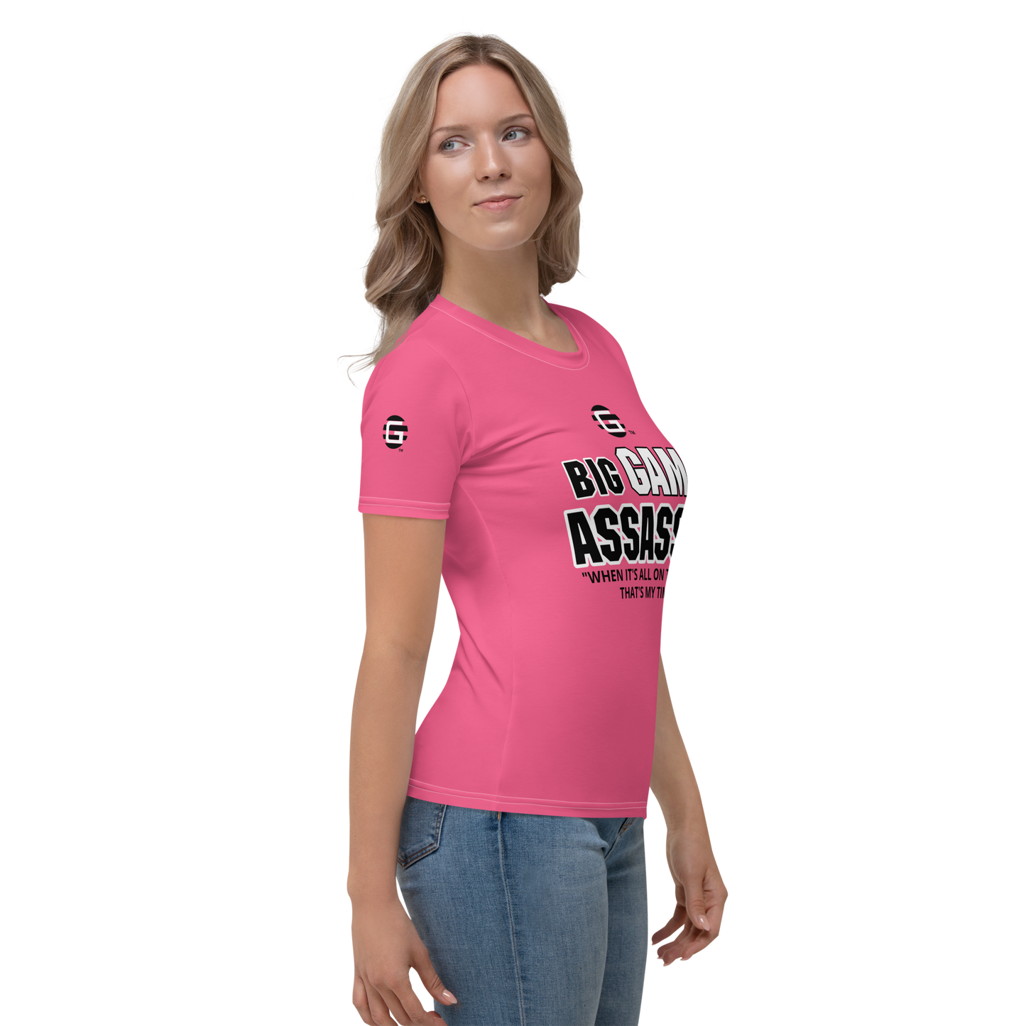 BIG GAME ASSASSIN ® (B.G.A.) Women's T-shirt. BRINK PINK