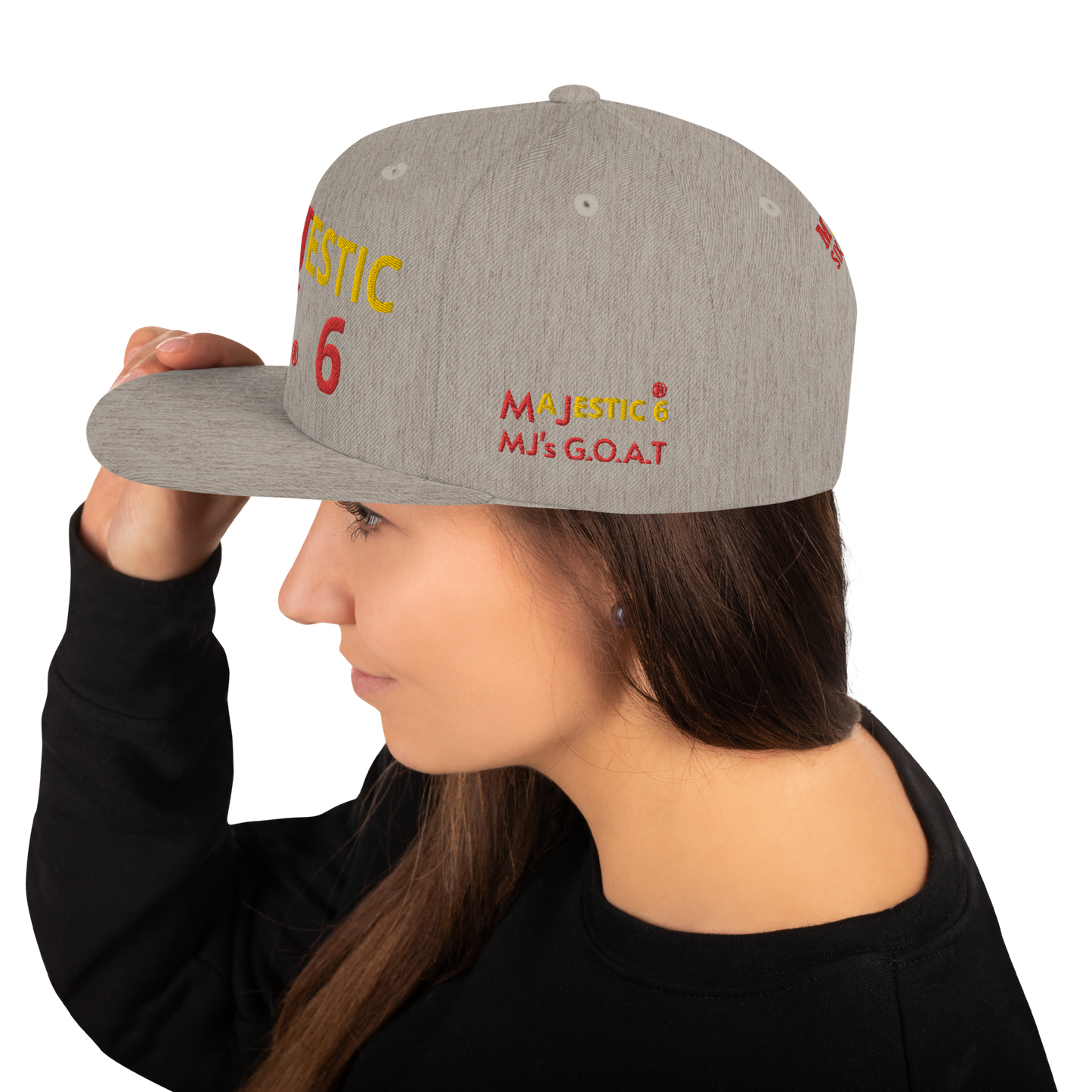 MAJESTIC SIX ® MJ's G.O.A.T - Snapback Hat (royal blue+black+black and silver+black and red and more). One size.