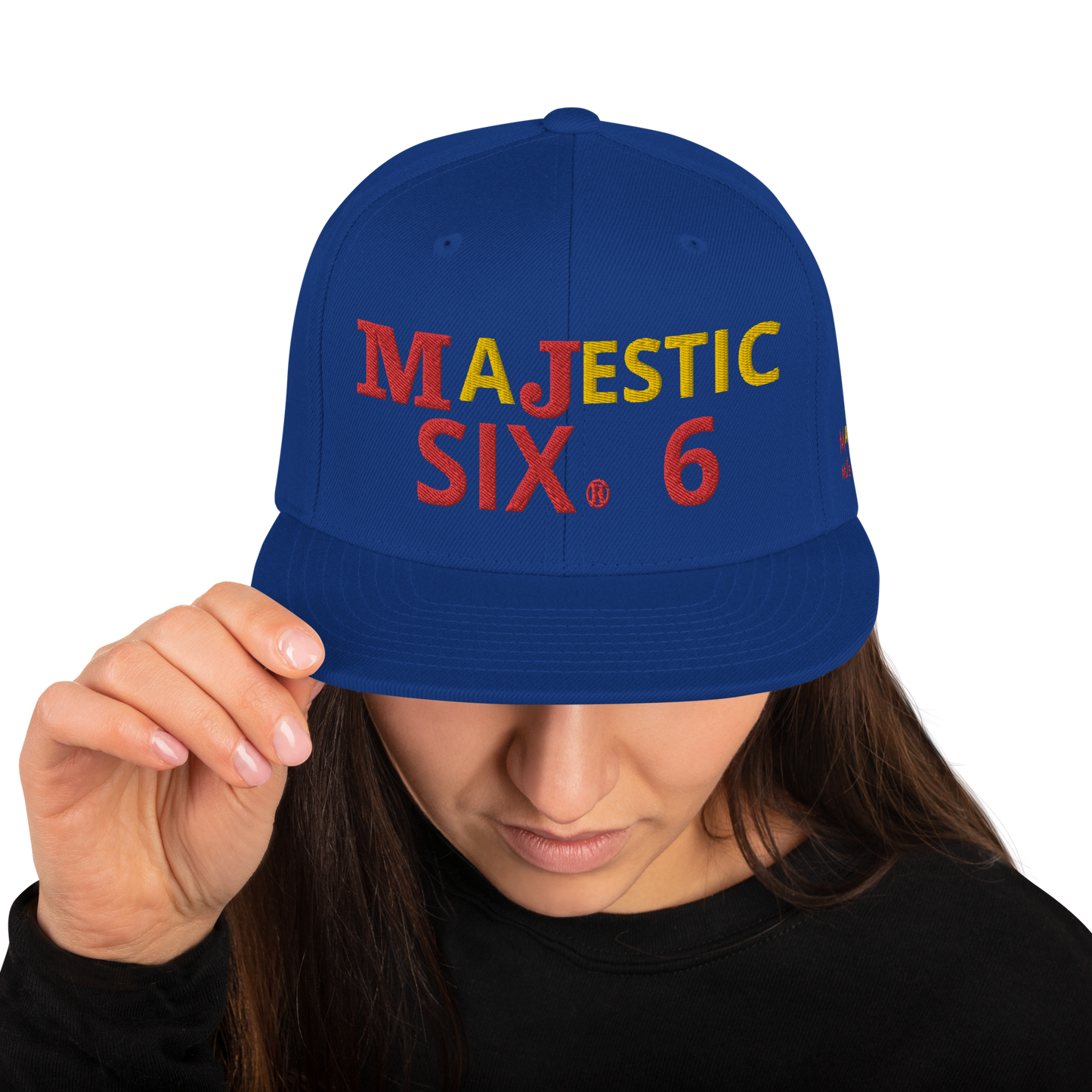 MAJESTIC SIX ® MJ's G.O.A.T - Snapback Hat (royal blue+black+black and silver+black and red and more). One size.