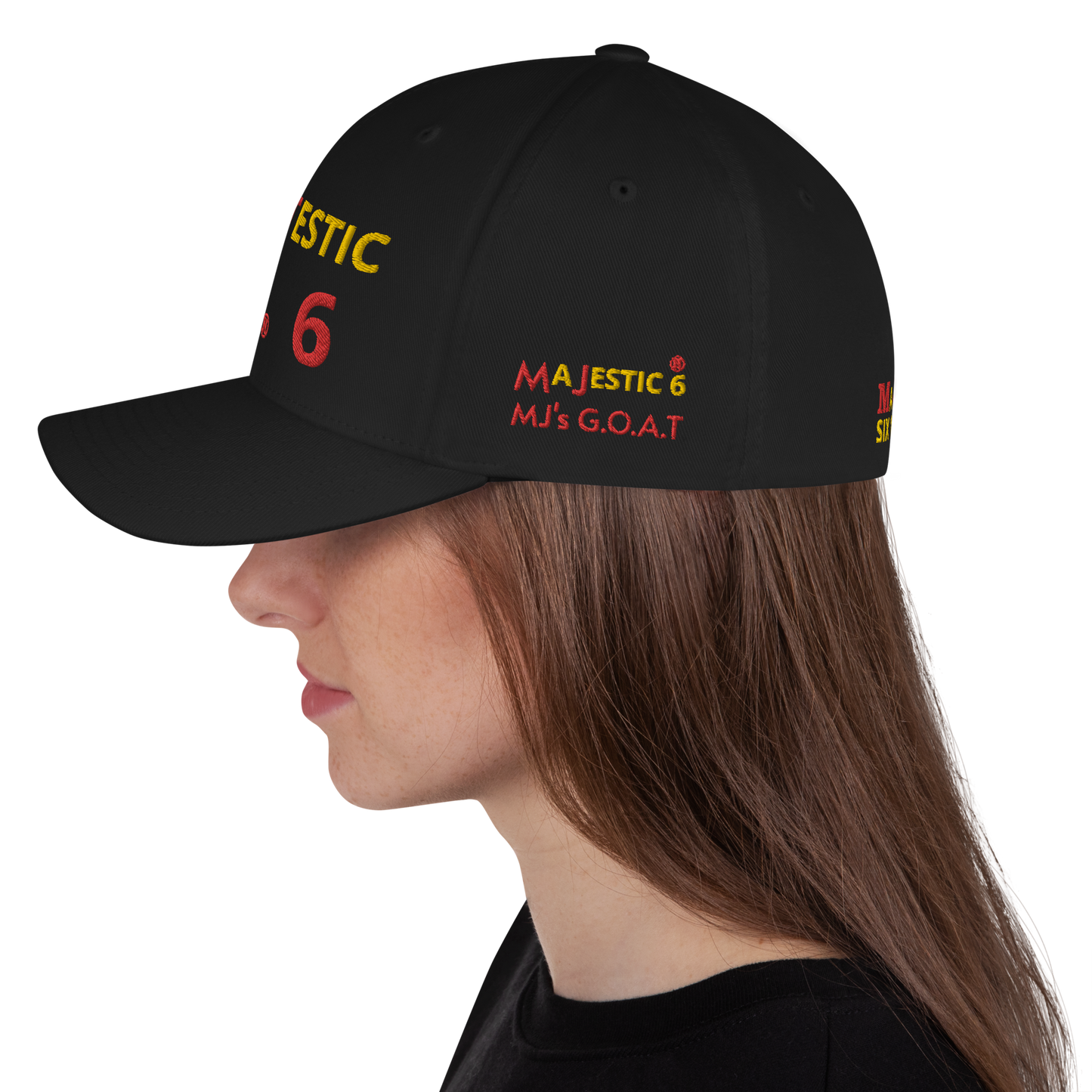 MAJESTIC SIX (6) ® MJ's G.O.A.T - Closed back Twill Cap (black/white/blue/grey) - sizes SM/M and L/XL