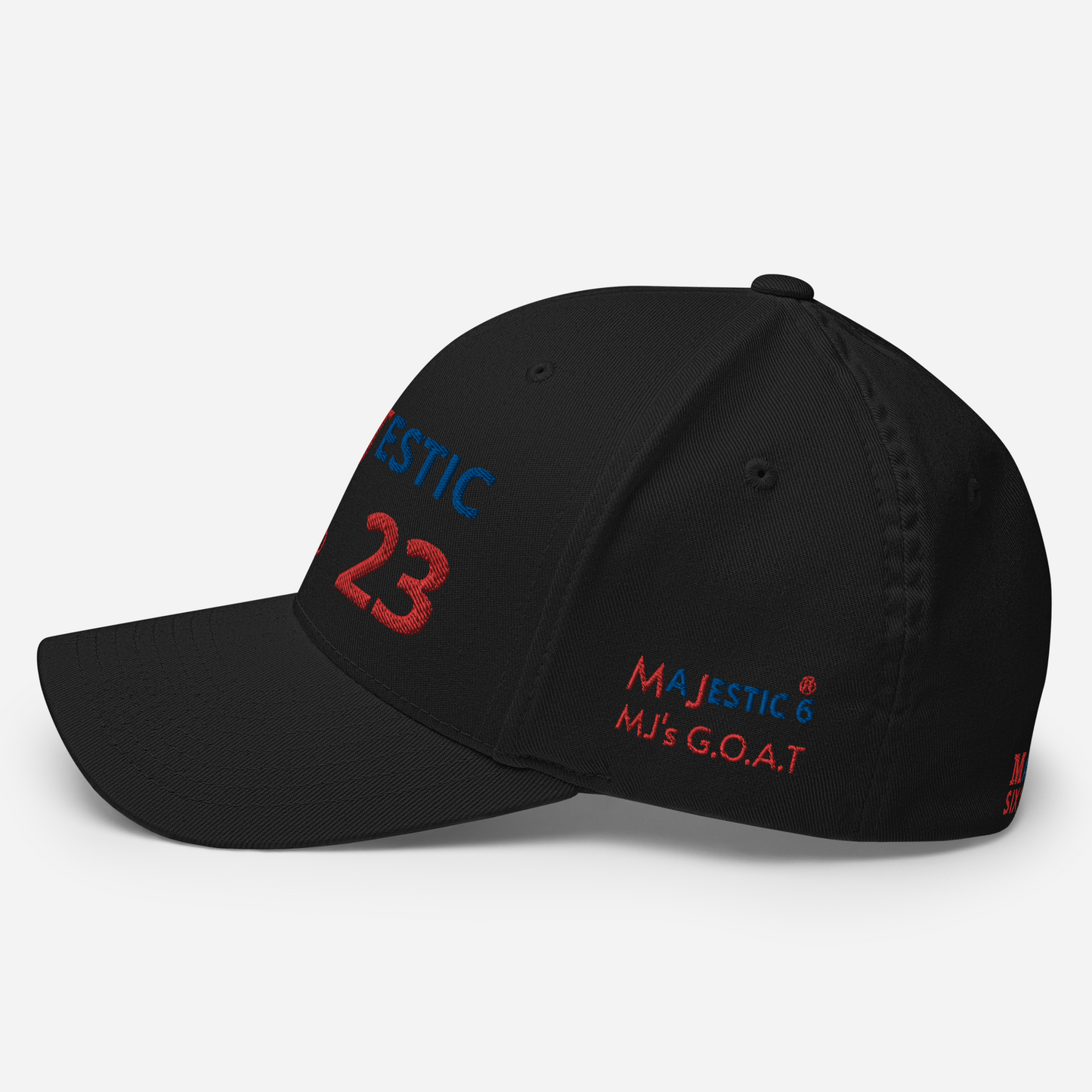 MAJESTIC SIX® (23) MJ's G.O.A.T. - CLOSED BACK CAP. SIZES S/M and L/XL. AVAILABLE IN BLACK, WHITE, DARK GREY, GREY AND DARK NAVY.