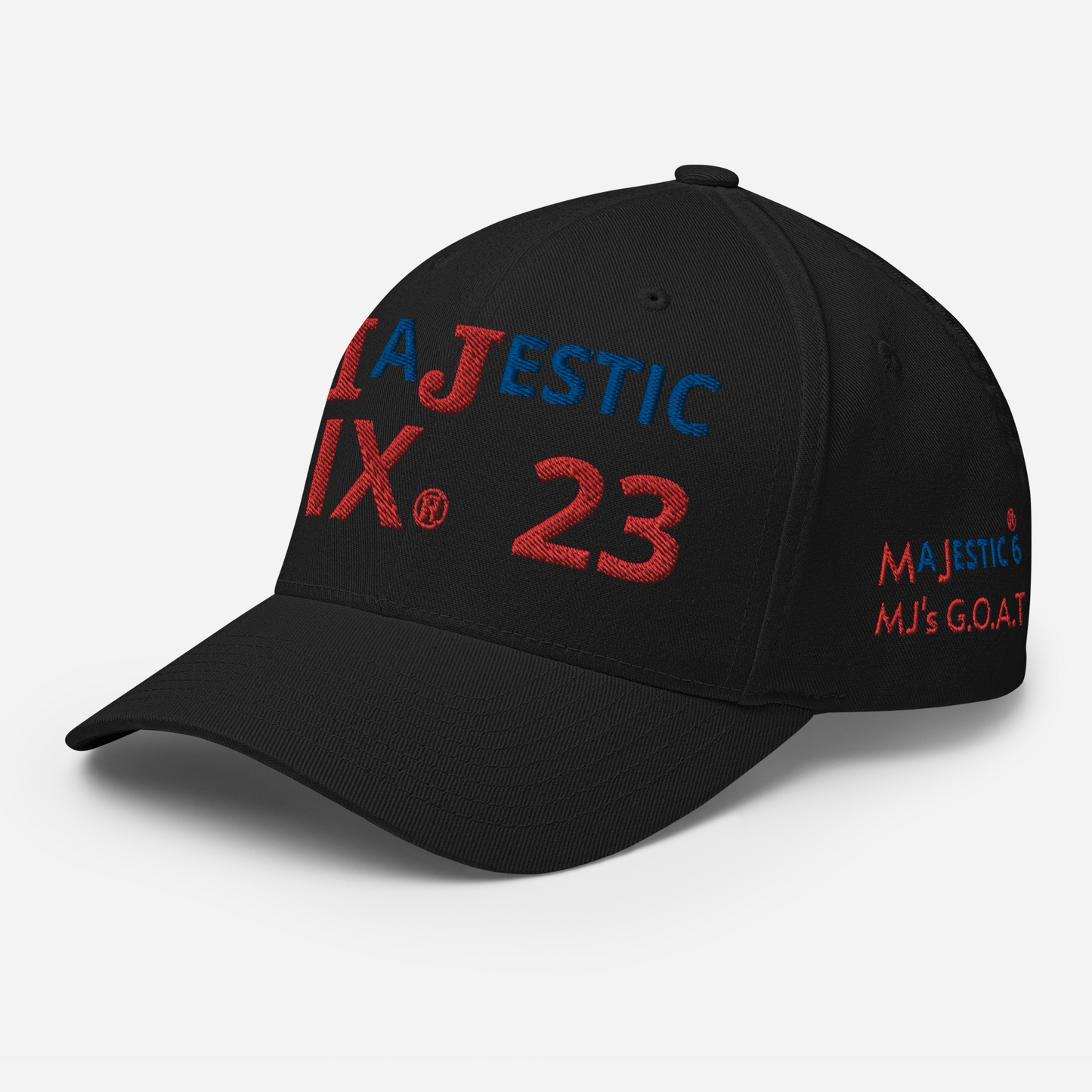 MAJESTIC SIX® (23) MJ's G.O.A.T. - CLOSED BACK CAP. SIZES S/M and L/XL. AVAILABLE IN BLACK, WHITE, DARK GREY, GREY AND DARK NAVY.