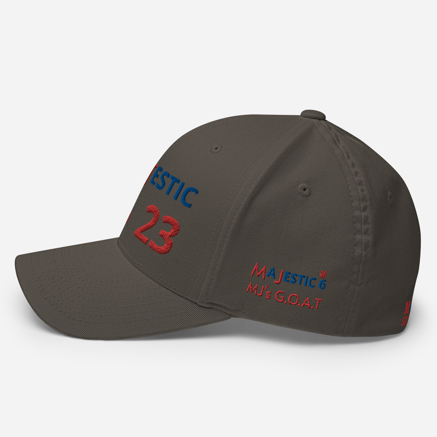 MAJESTIC SIX® (23) MJ's G.O.A.T. - CLOSED BACK CAP. SIZES S/M and L/XL. AVAILABLE IN BLACK, WHITE, DARK GREY, GREY AND DARK NAVY.