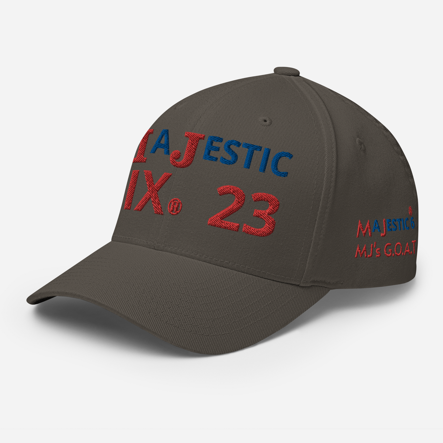 MAJESTIC SIX® (23) MJ's G.O.A.T. - CLOSED BACK CAP. SIZES S/M and L/XL. AVAILABLE IN BLACK, WHITE, DARK GREY, GREY AND DARK NAVY.