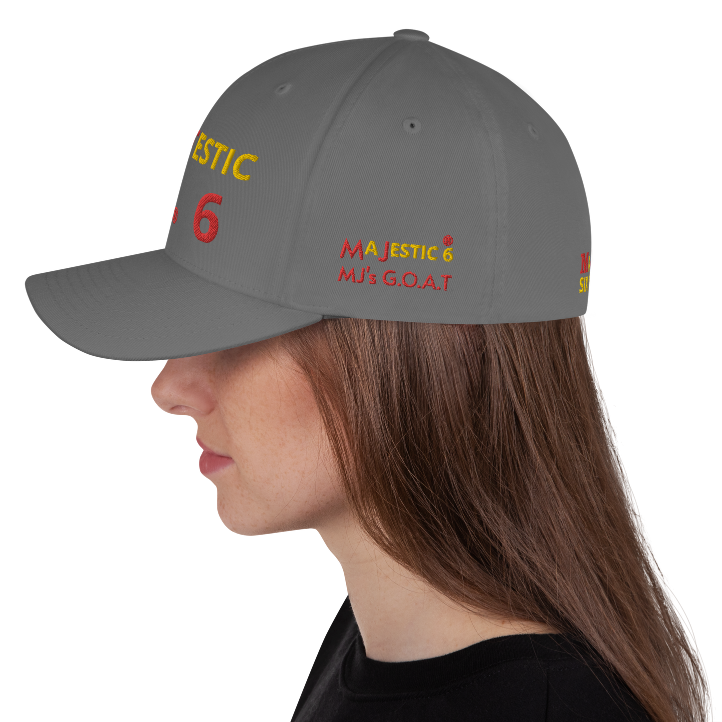 MAJESTIC SIX (6) ® MJ's G.O.A.T - Closed back Twill Cap (black/white/blue/grey) - sizes SM/M and L/XL